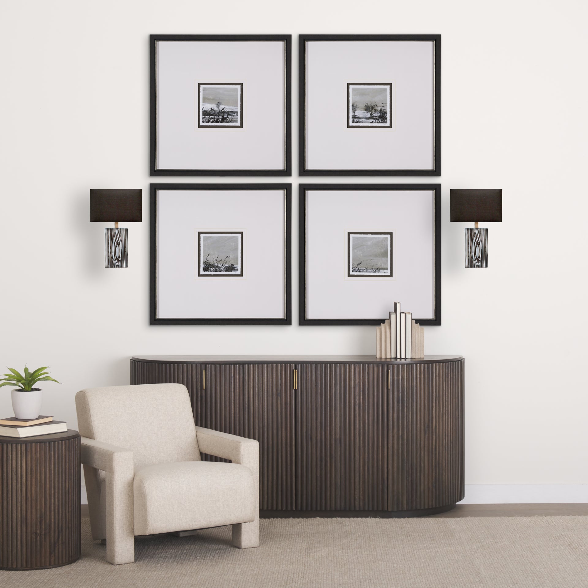 Maravilla III Black with White Pattered Base Black Fabric Shade Wall Sconce