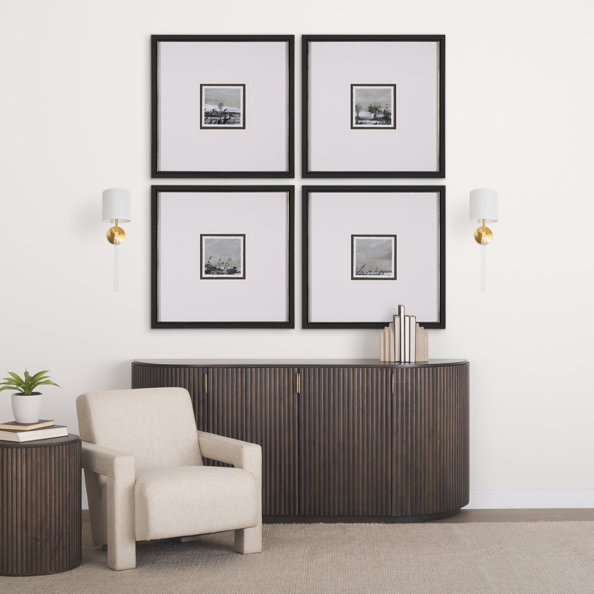 Santander II Gold Metal and White Linen Shade Wall Sconce