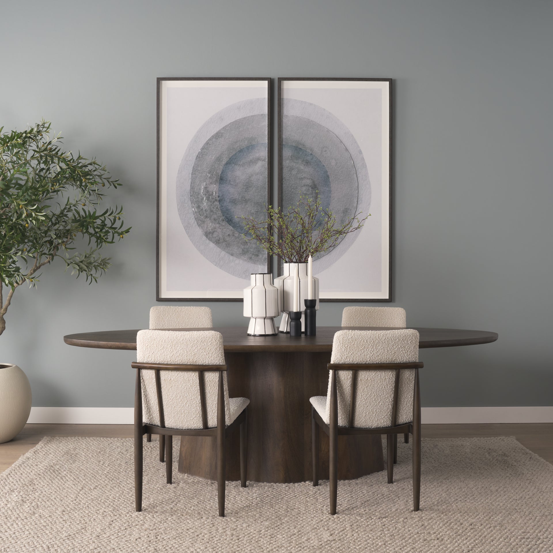 Jovani 94" Solid Mango Wood Oval Dining Table