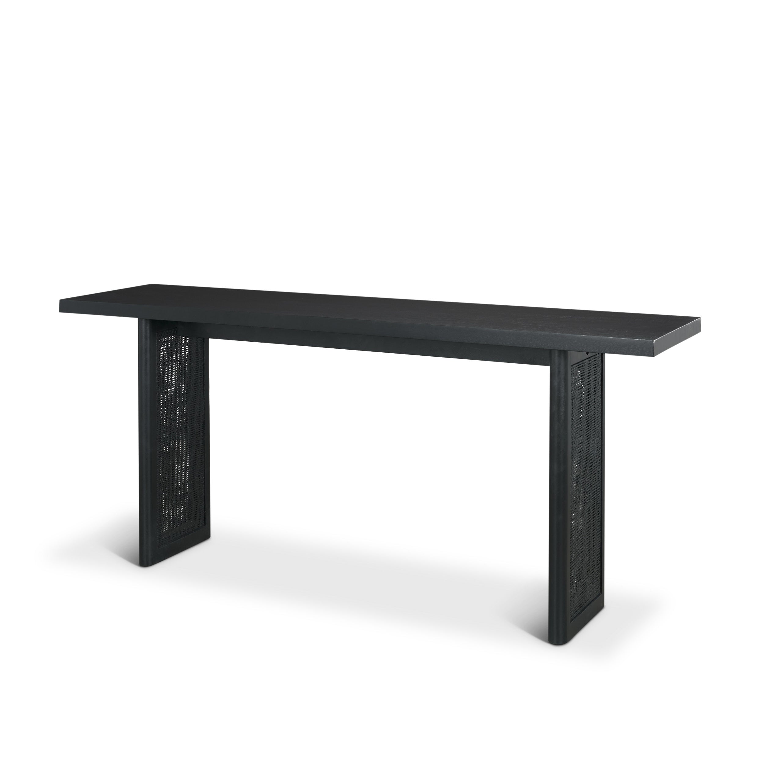 Grier 65" Black Wood with Black Cane Console Table