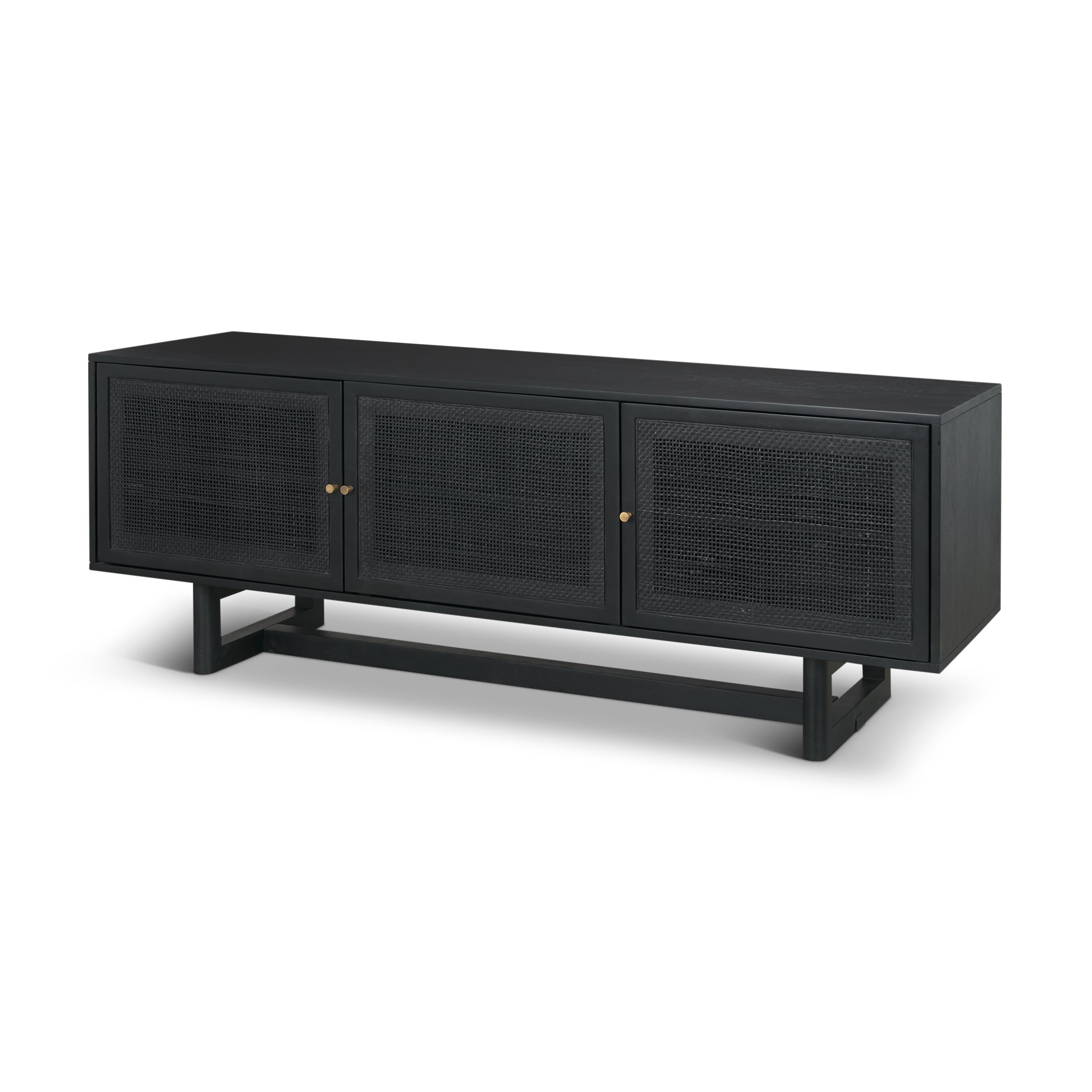 Grier 65" Black Solid Wood with Black Cane Media Console