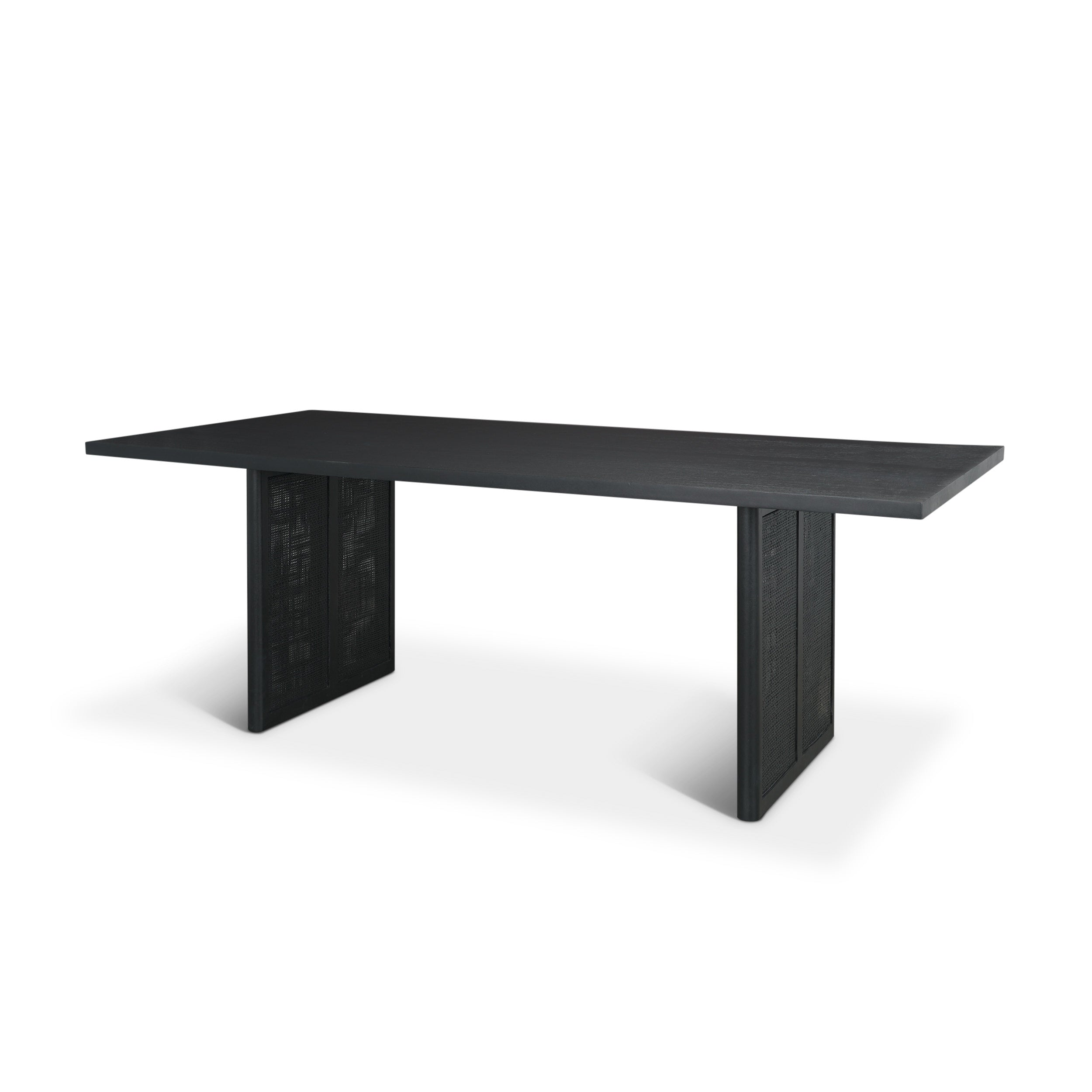 Grier 84" Black Wood with Black Cane Dining Table