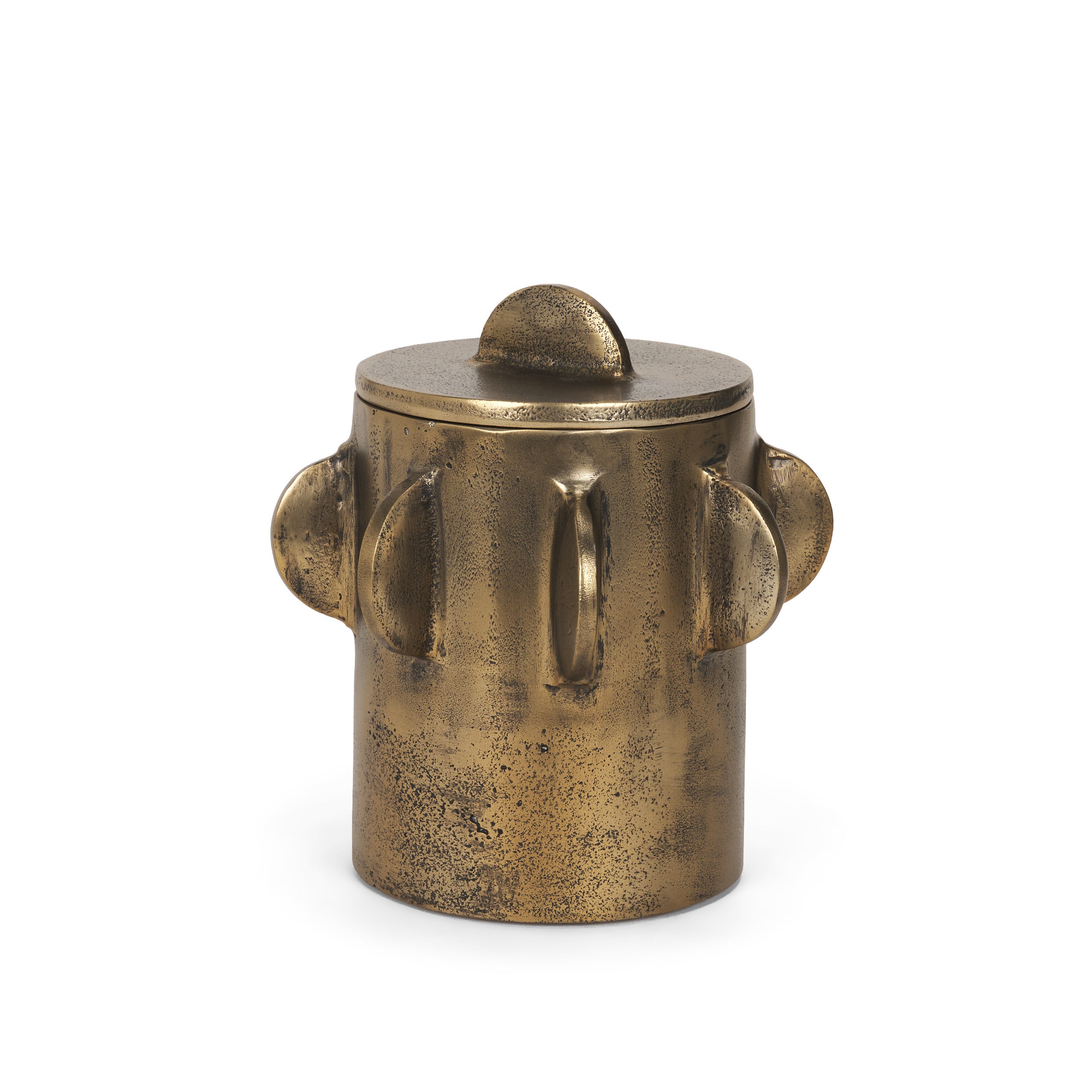 Deacon Small Metal Canister with Sculptural Handles