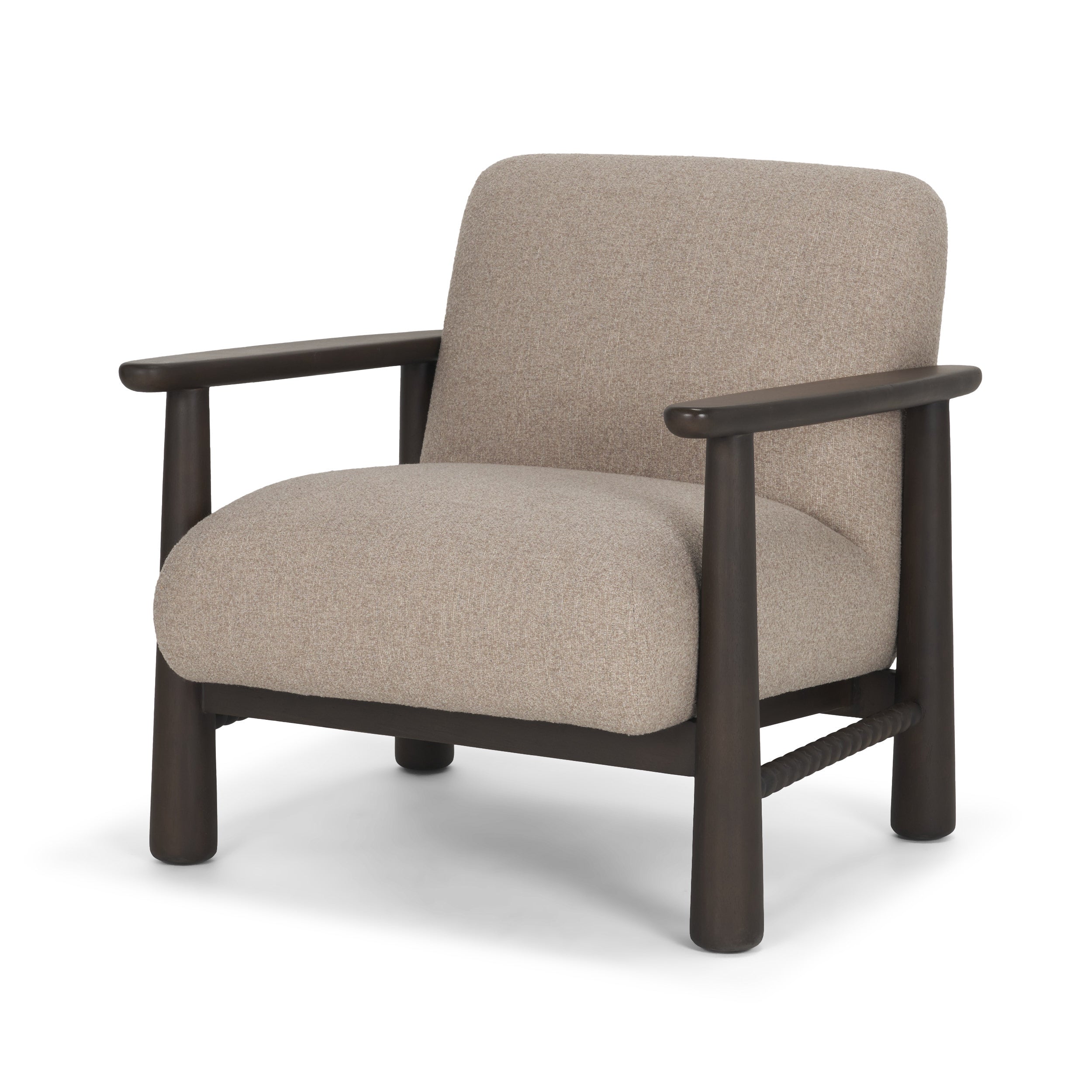 Willmar Textured Mushroom Gray Fabric Espresso Brown Wood Accent Lounge Chair