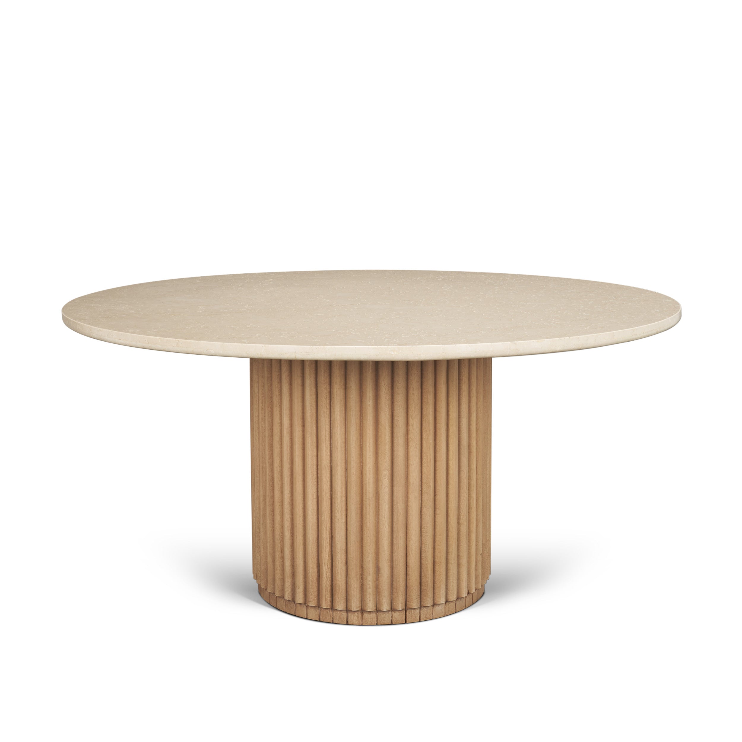 Marbrello 60" Fluted Wood Round Dining Table