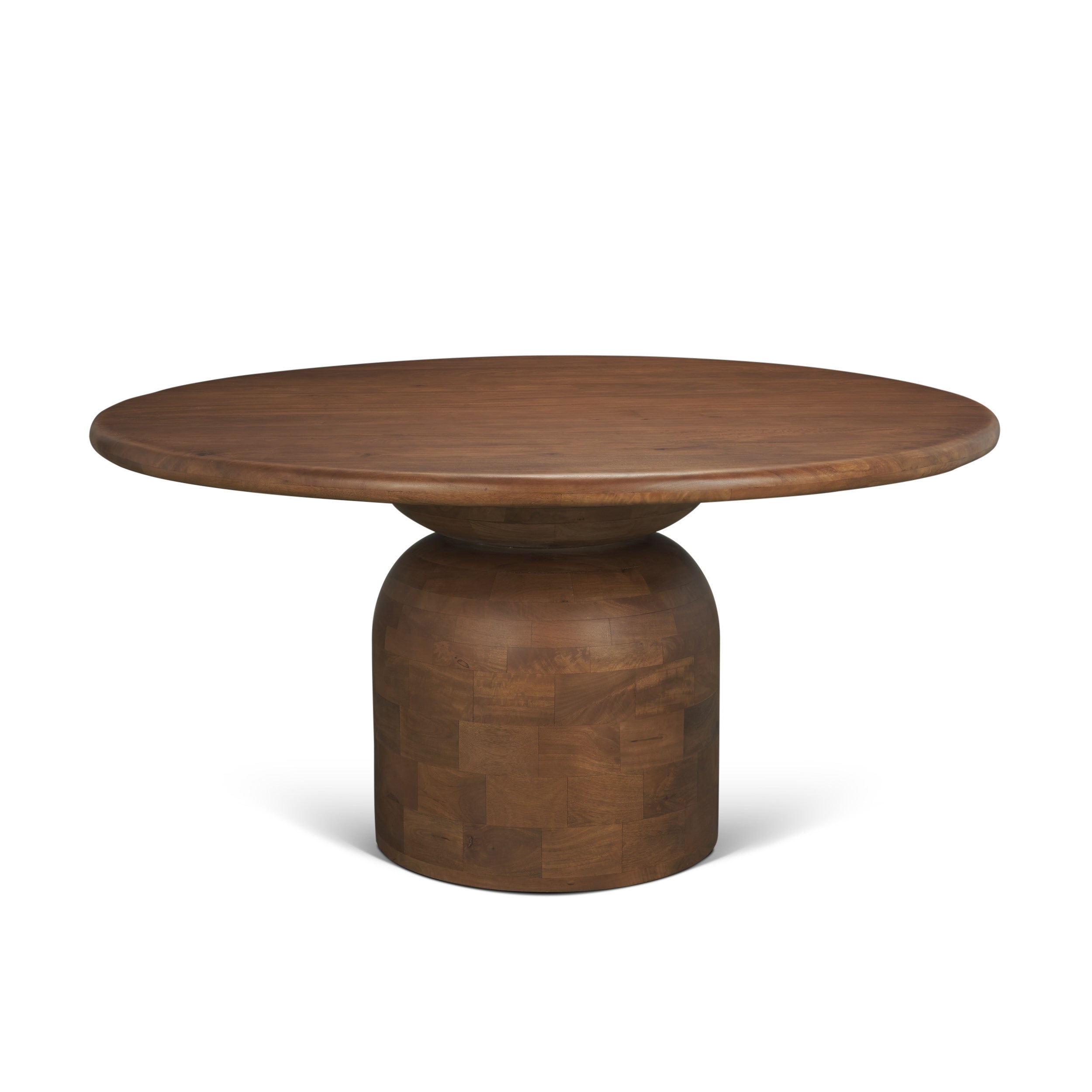 Atlas Wood Stacked Pedestal Base Round Dining Table