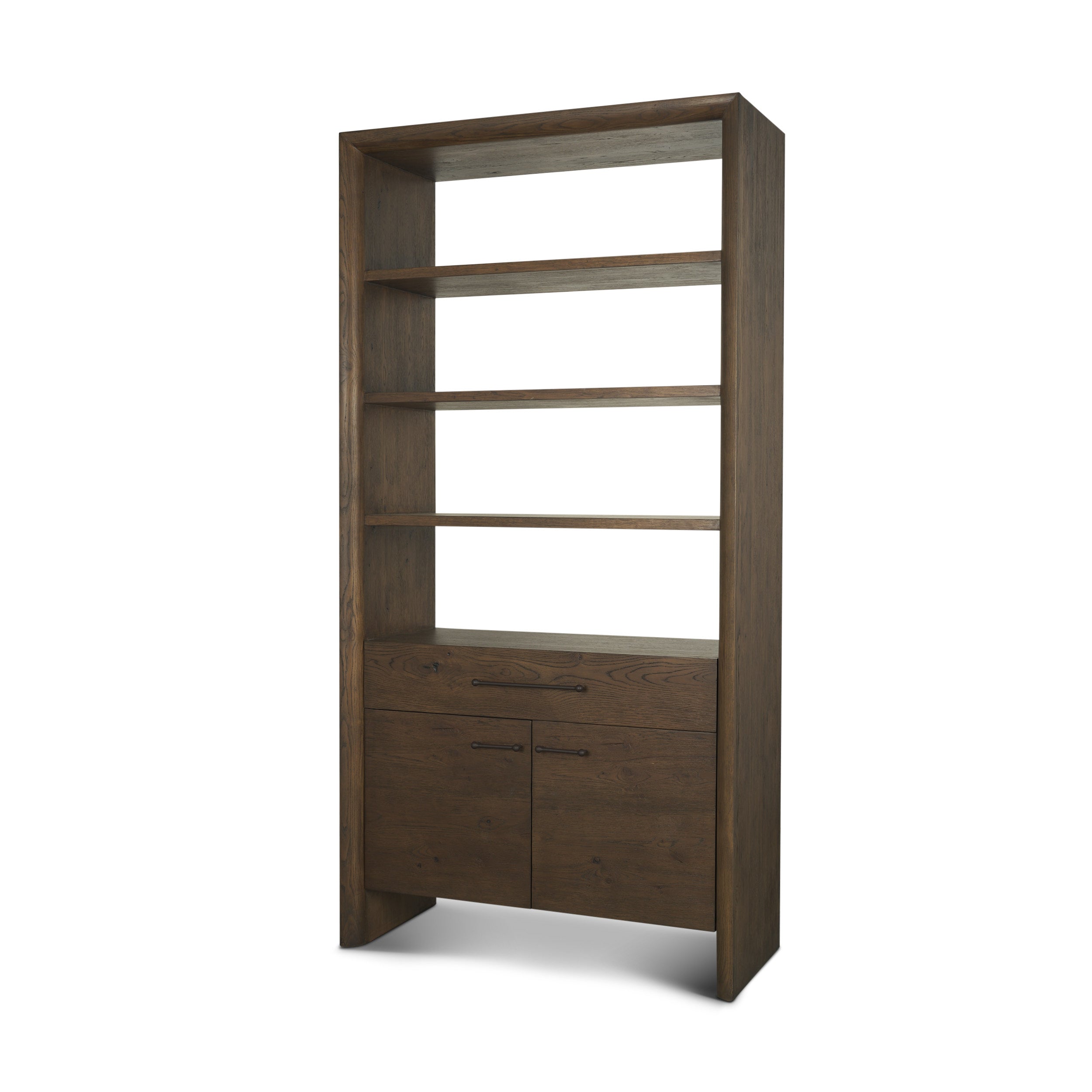 Belford 2-Door Open Oak Wood Shelving Unit