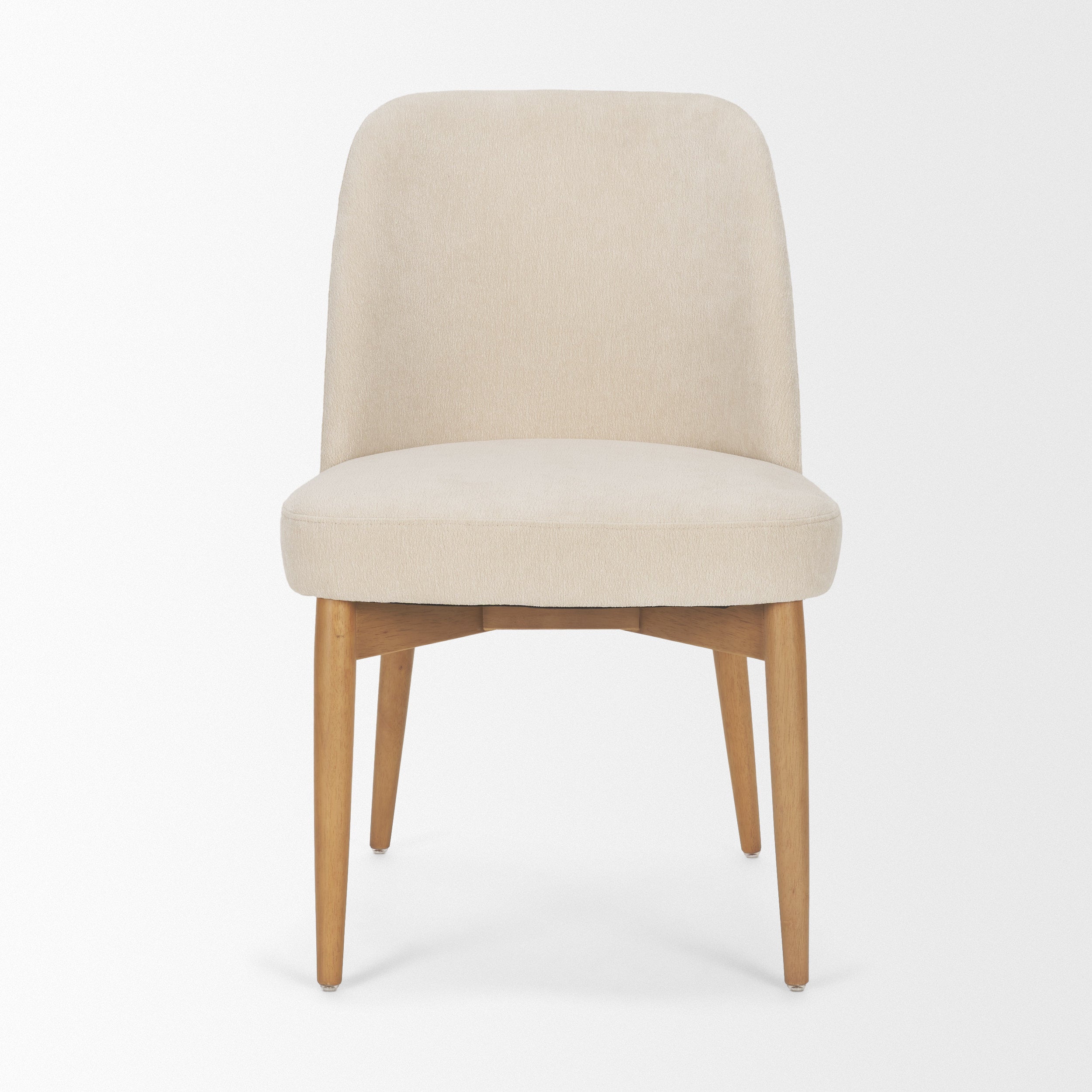 Abbie Curved Back Oatmeal Fabric Dining Side Chair