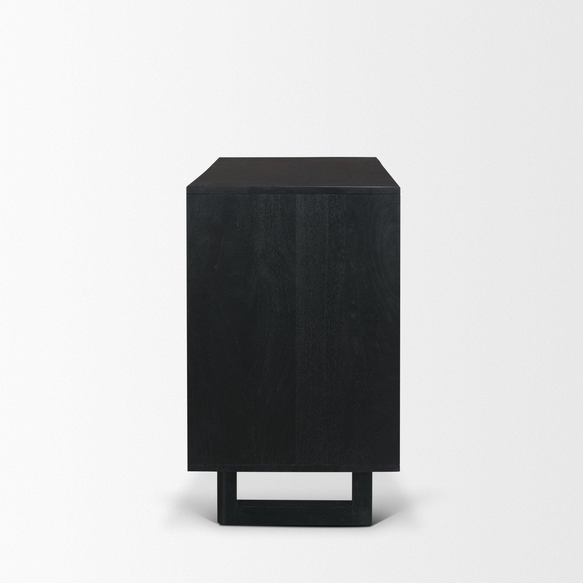 Grier Matte Black Stained Wood with Black Cane Accent Cabinet