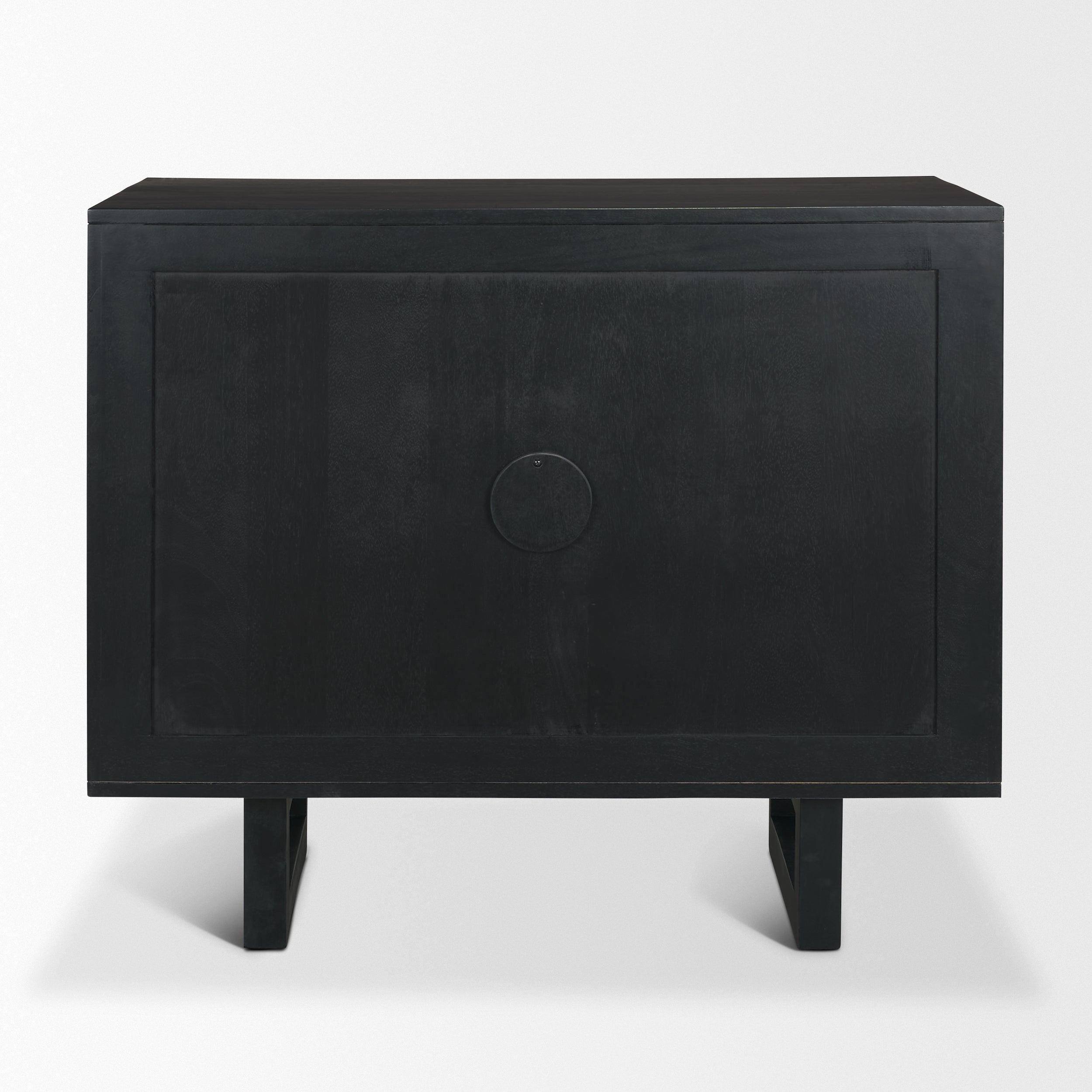 Grier Matte Black Stained Wood with Black Cane Accent Cabinet