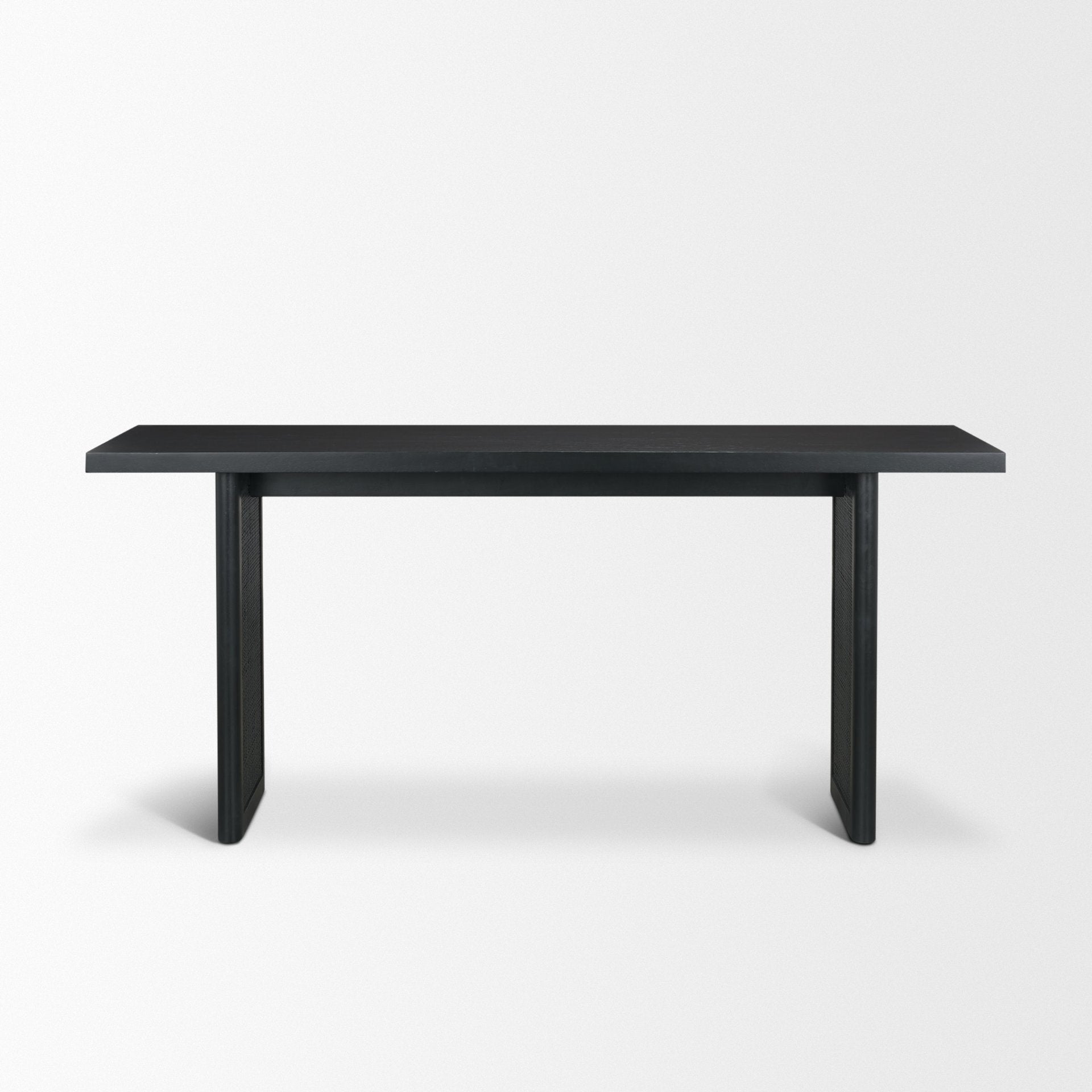 Grier 65" Black Wood with Black Cane Console Table