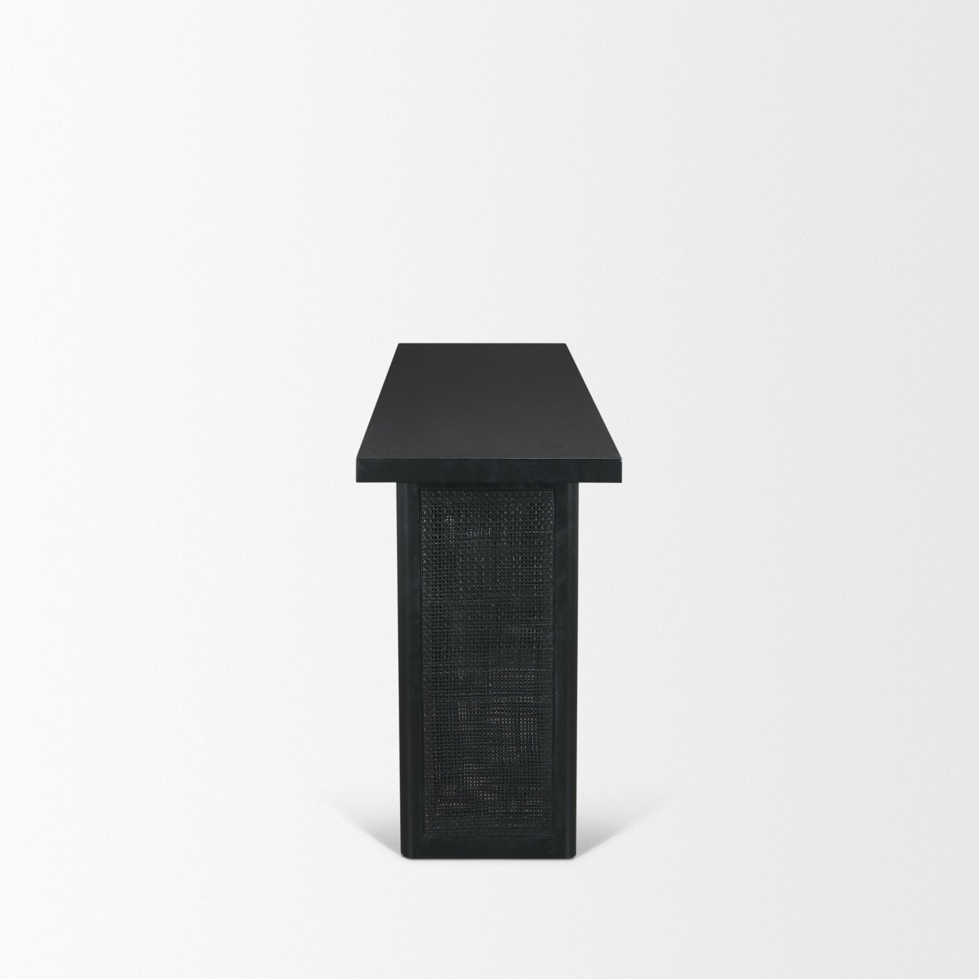 Grier 65" Black Wood with Black Cane Console Table