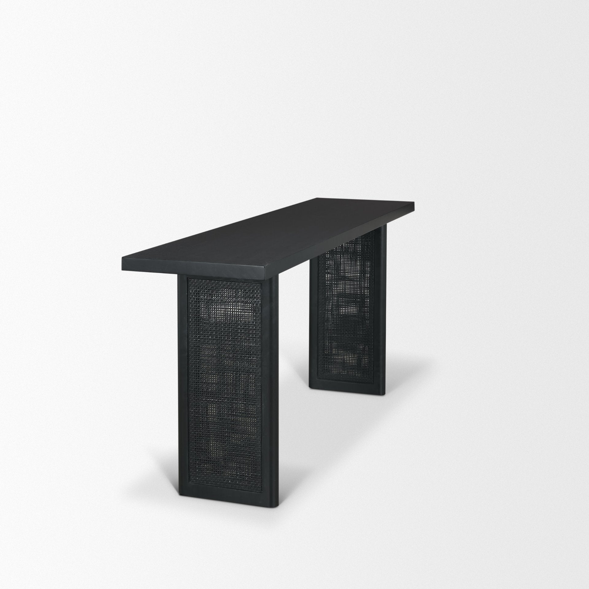 Grier 65" Black Wood with Black Cane Console Table