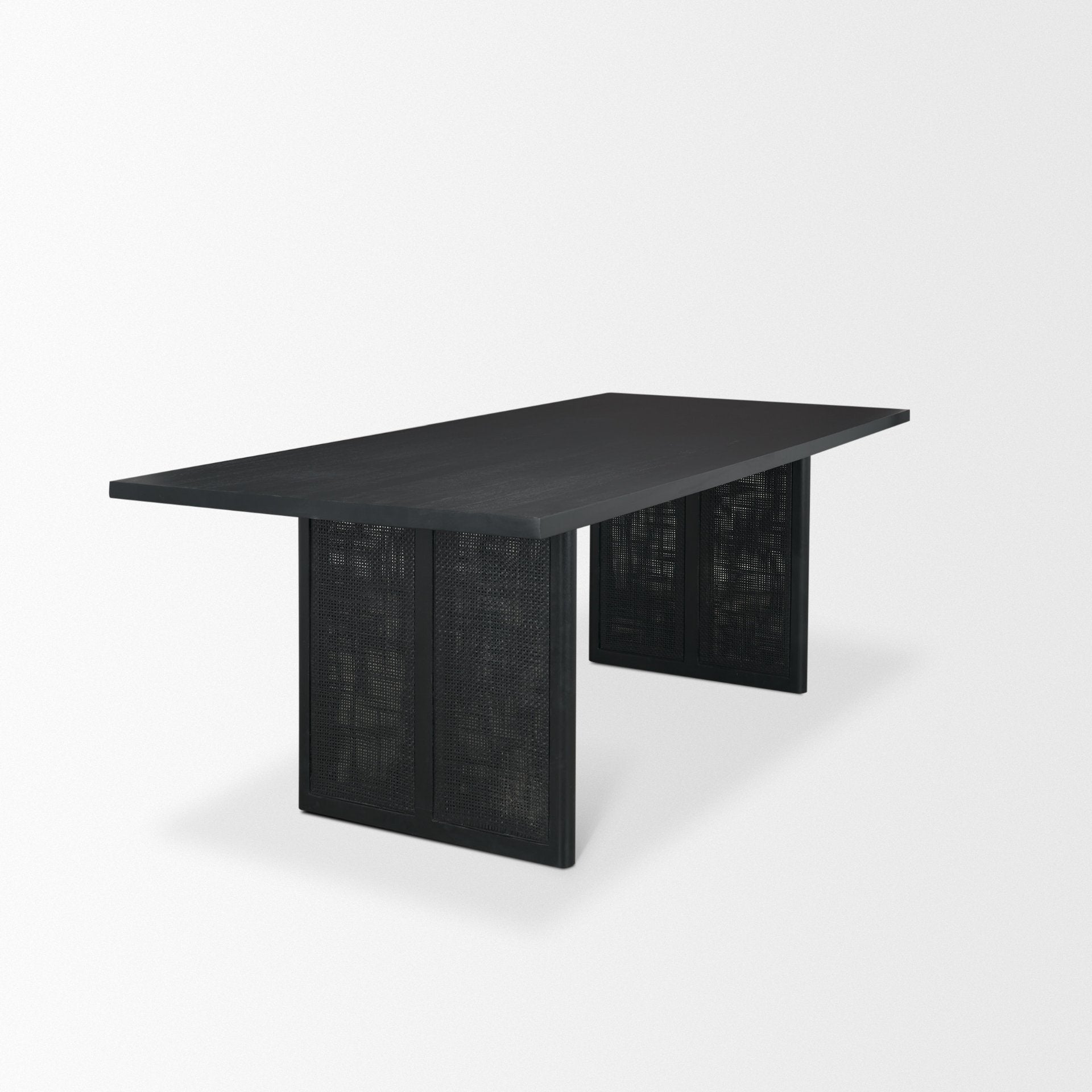 Grier 84" Black Wood with Black Cane Dining Table