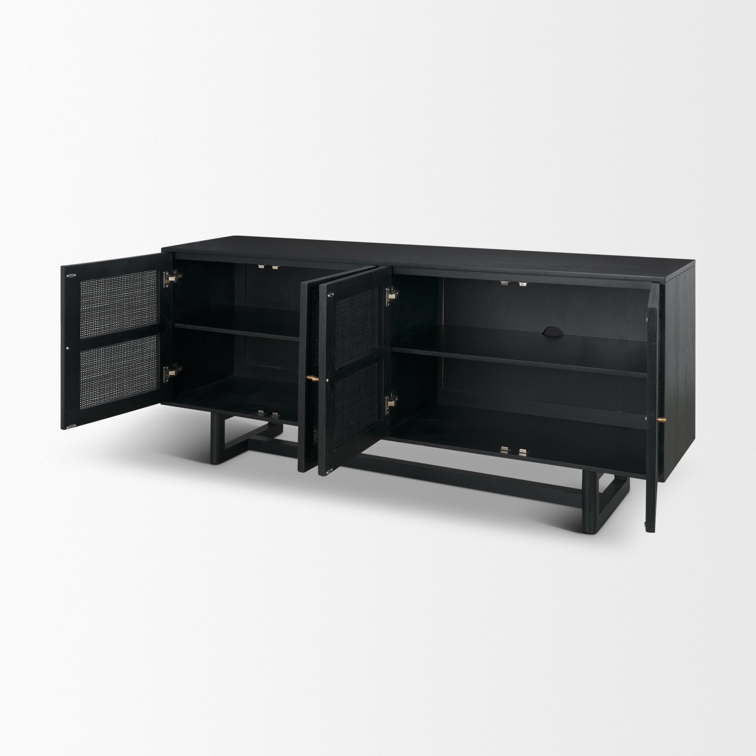 Grier 72" Black Wood with Black Cane Sideboard