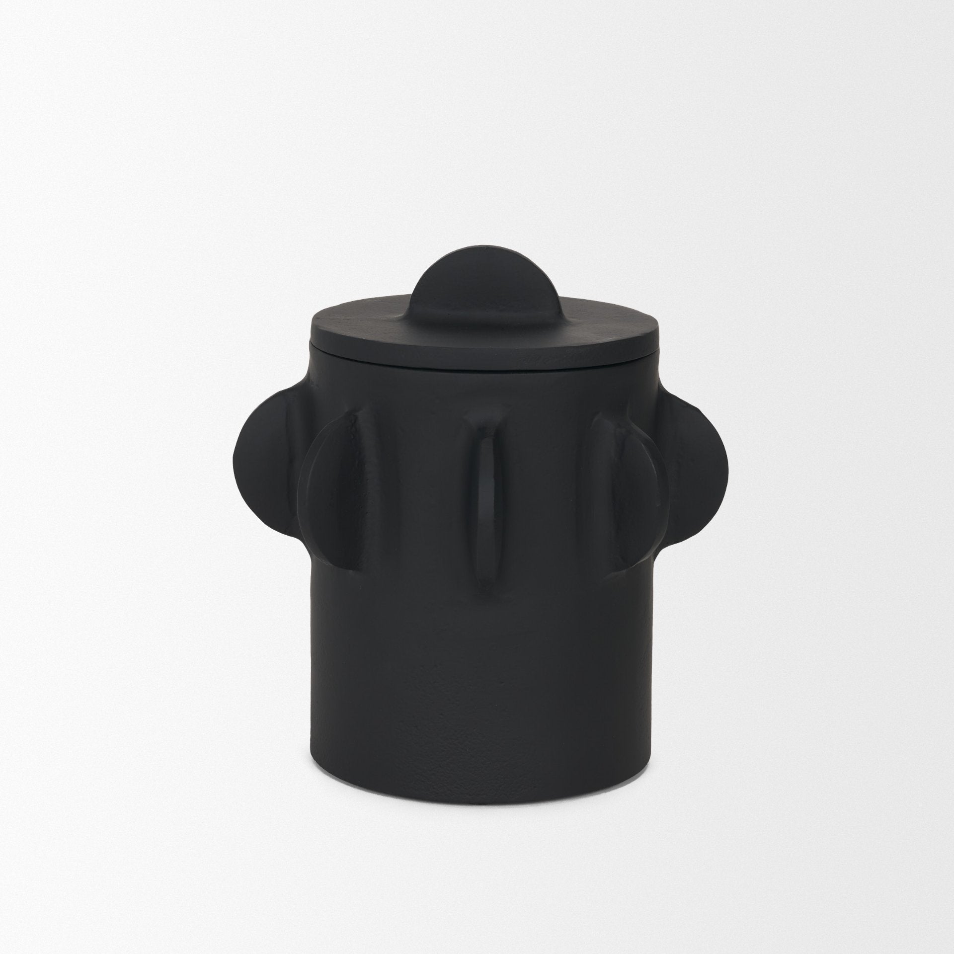 Deacon Small Metal Canister with Sculptural Handles
