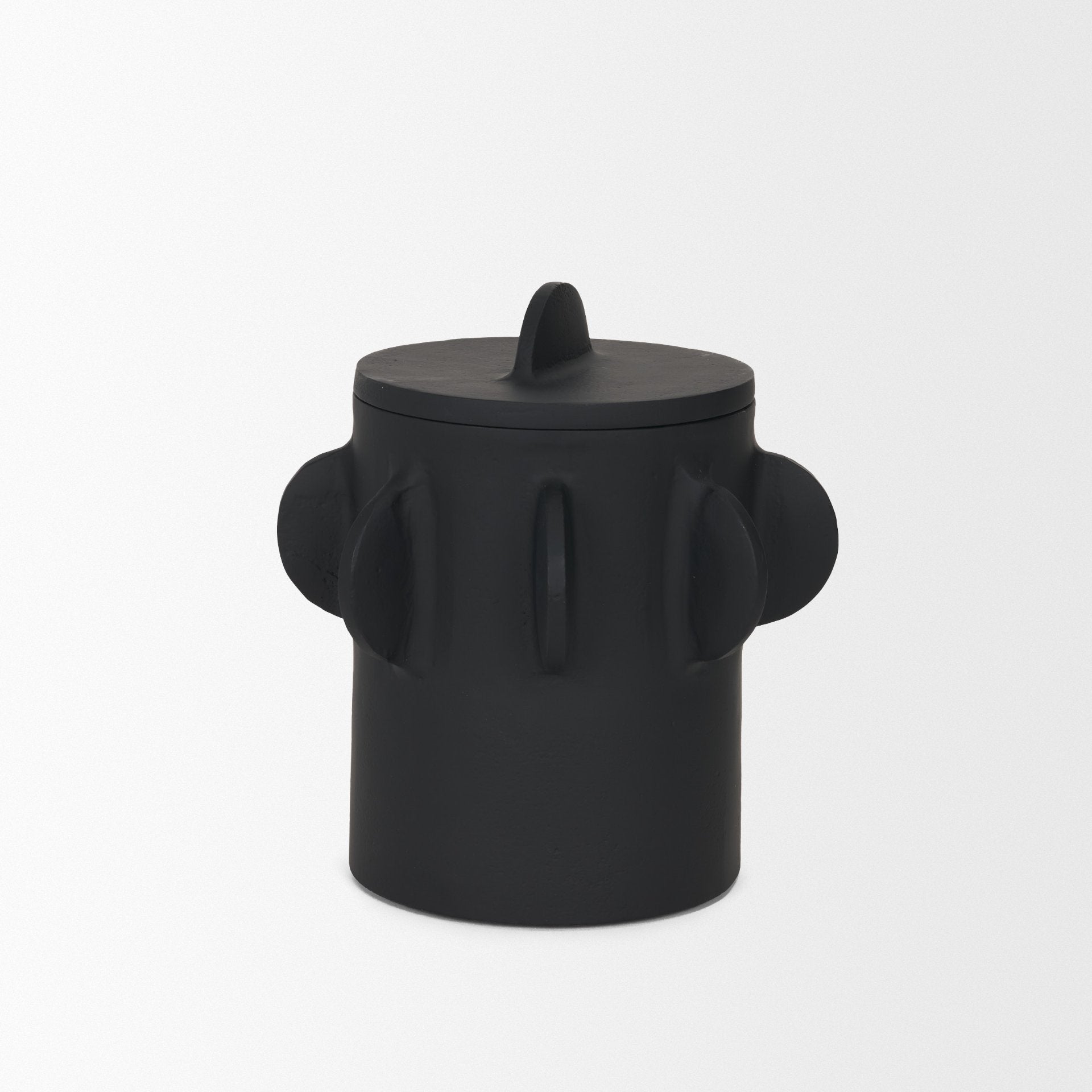 Deacon Small Metal Canister with Sculptural Handles