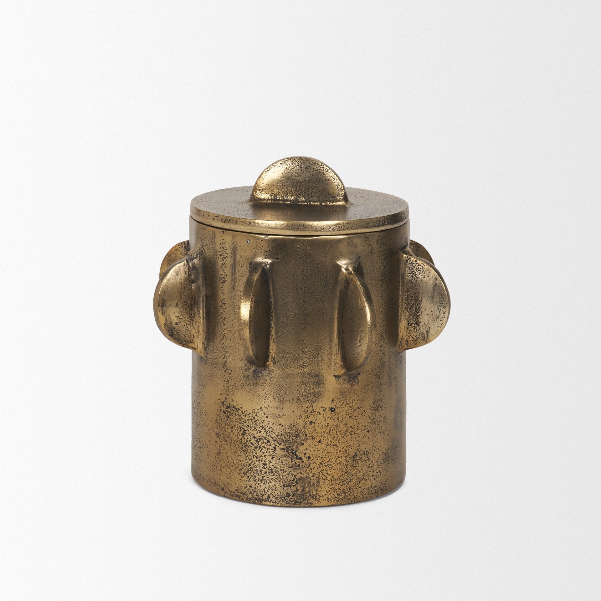 Deacon Small Metal Canister with Sculptural Handles