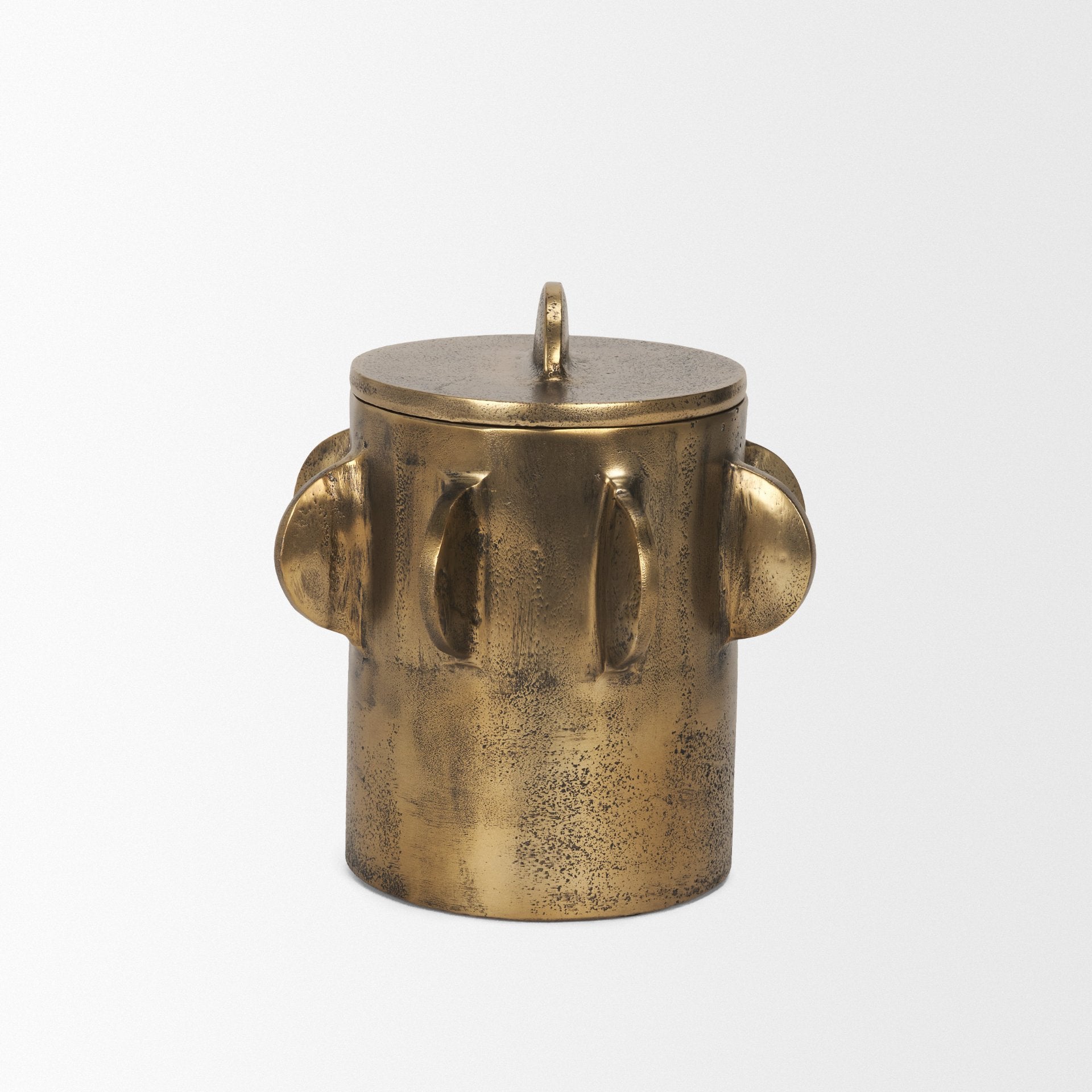 Deacon Small Metal Canister with Sculptural Handles