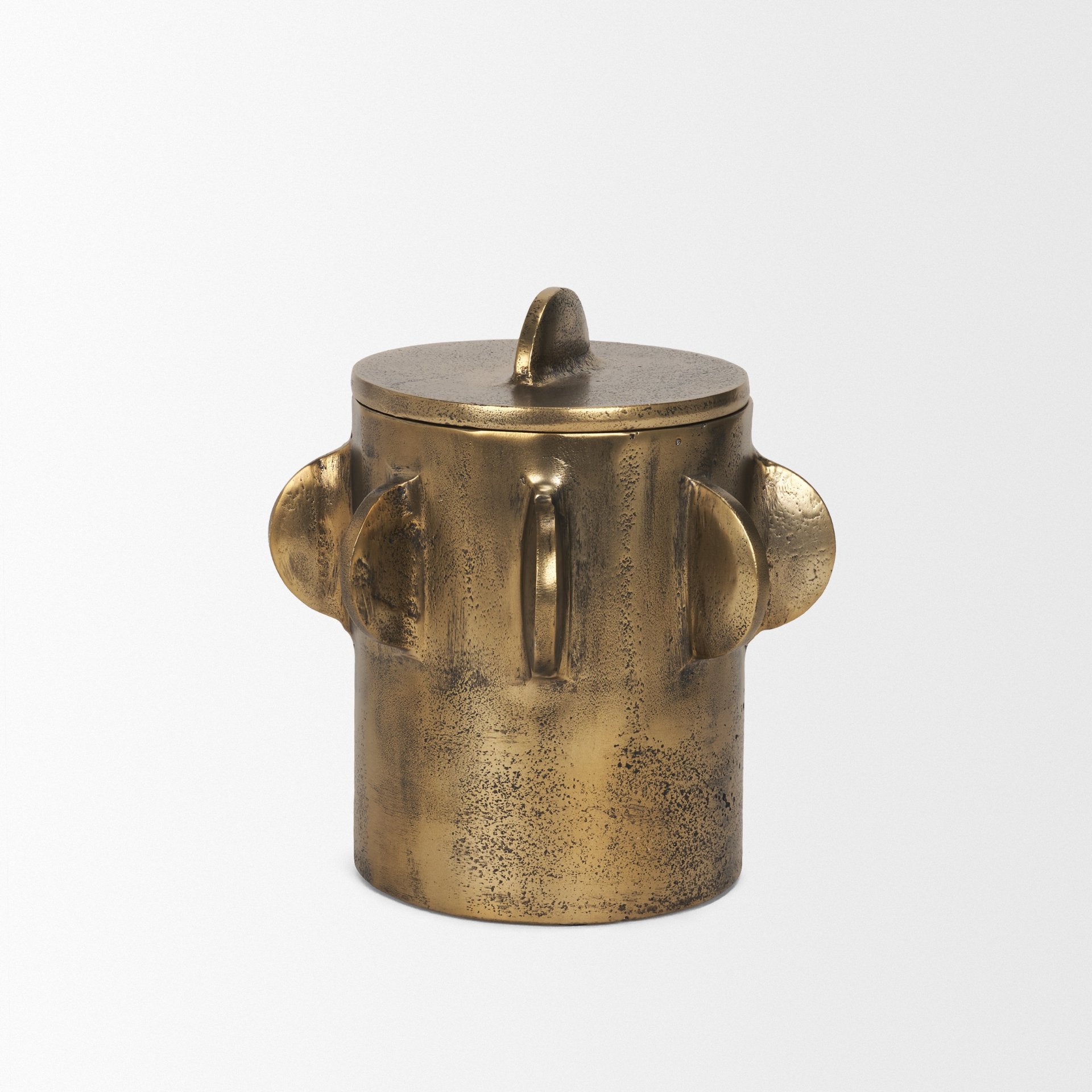 Deacon Small Metal Canister with Sculptural Handles