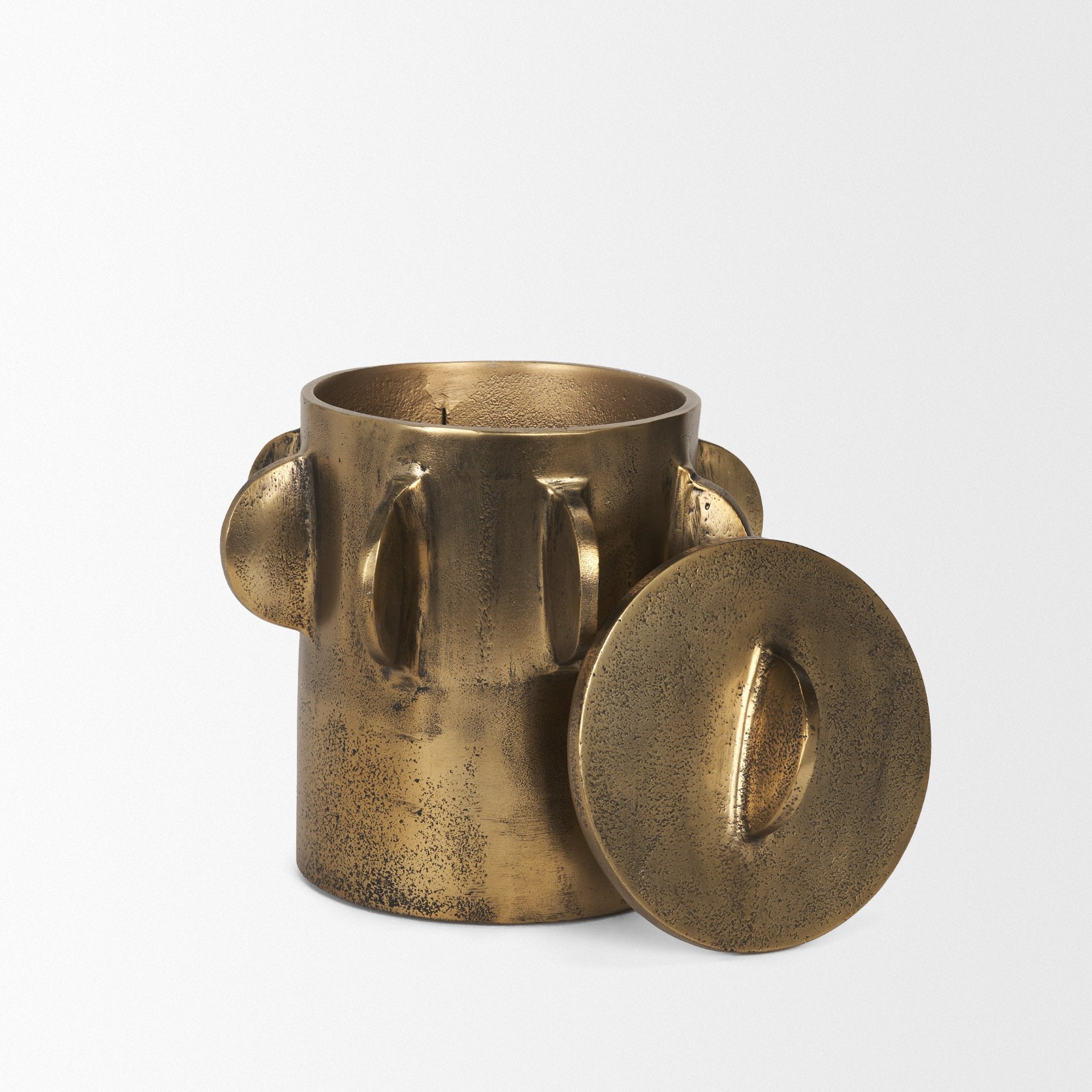 Deacon Small Metal Canister with Sculptural Handles