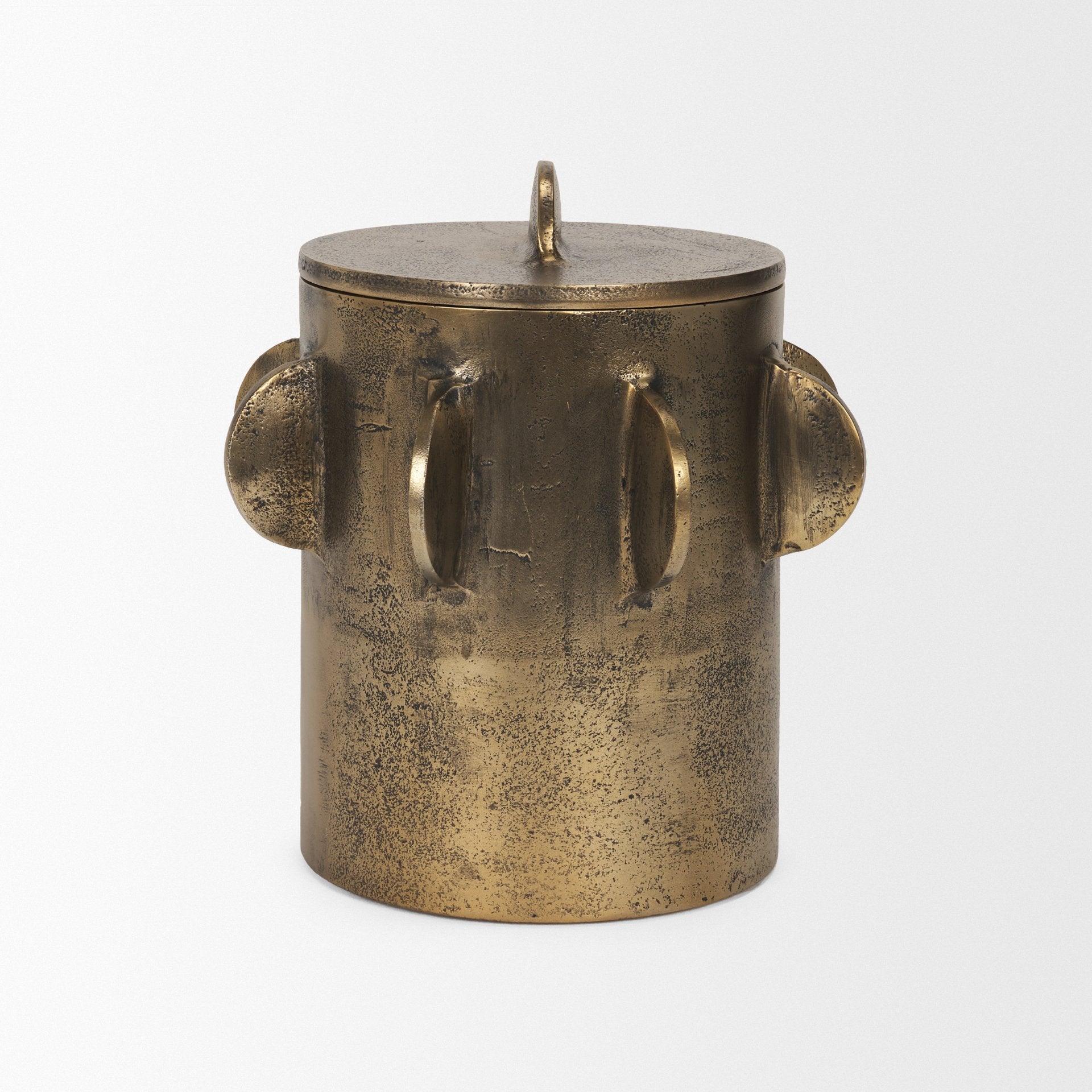 Deacon Metal Canister with Sculptural Handles