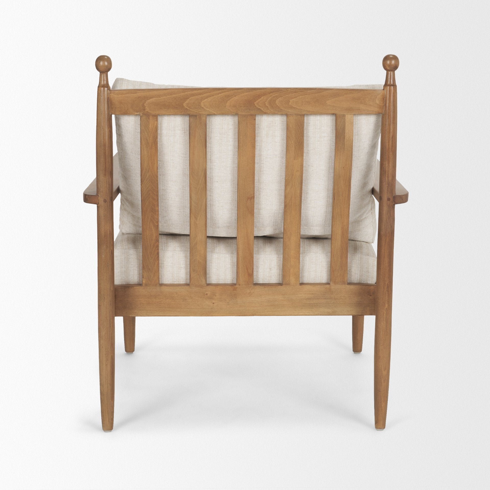 Danni Beige Fabric Beech Wood Framed Accent Lounge Chair