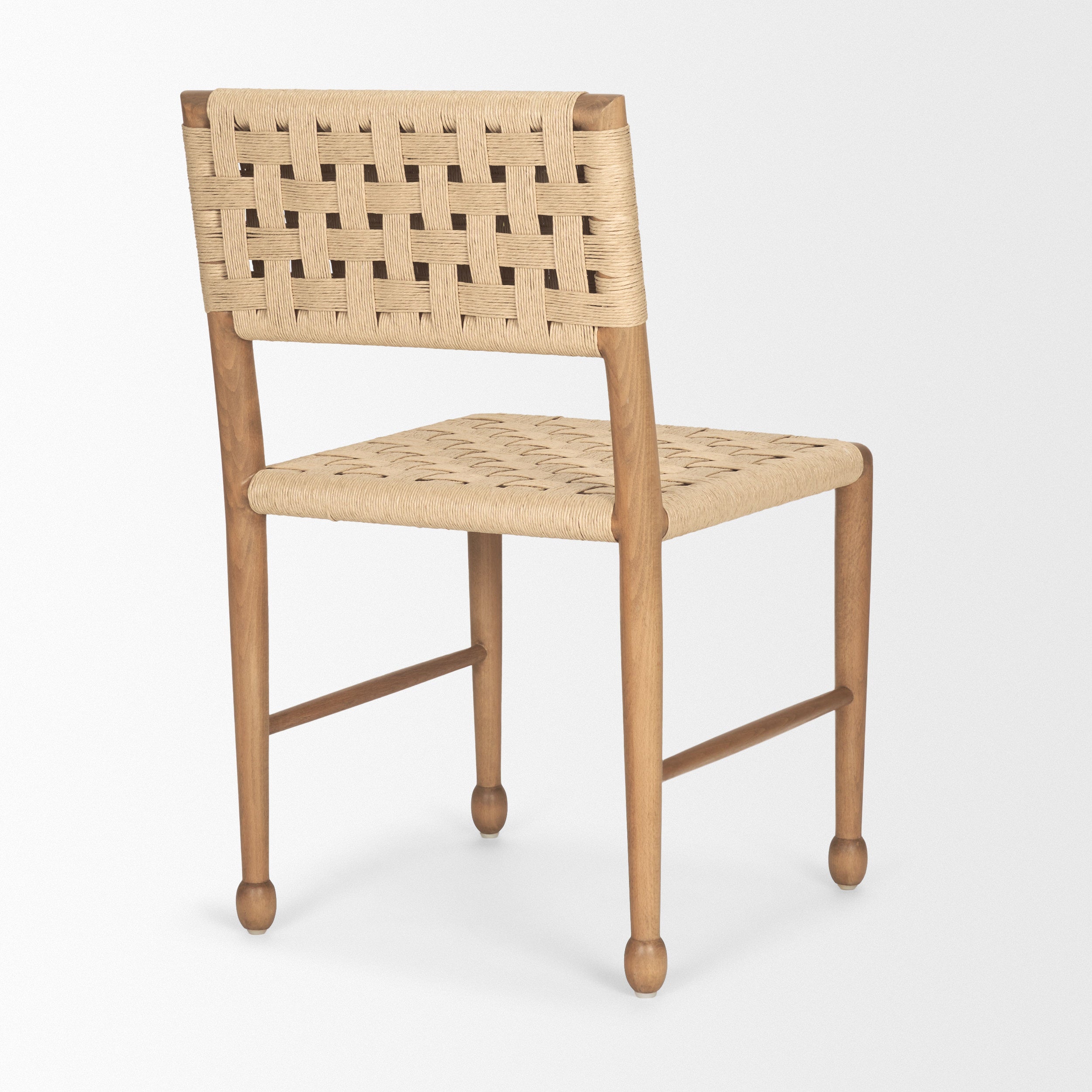 Brinley Woven Paper Rope with Brown Wood Frame Dining Chair