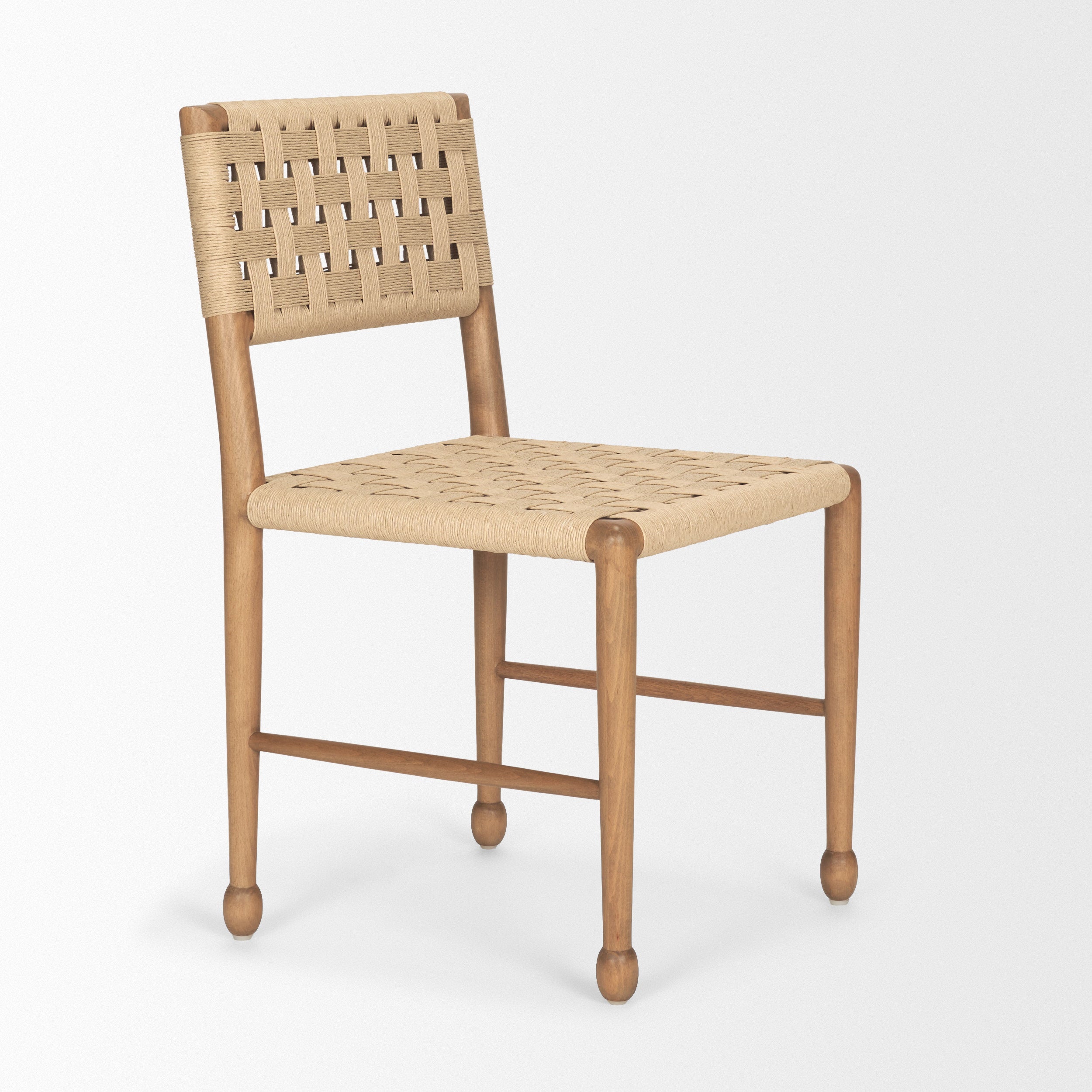 Brinley Woven Paper Rope with Brown Wood Frame Dining Chair