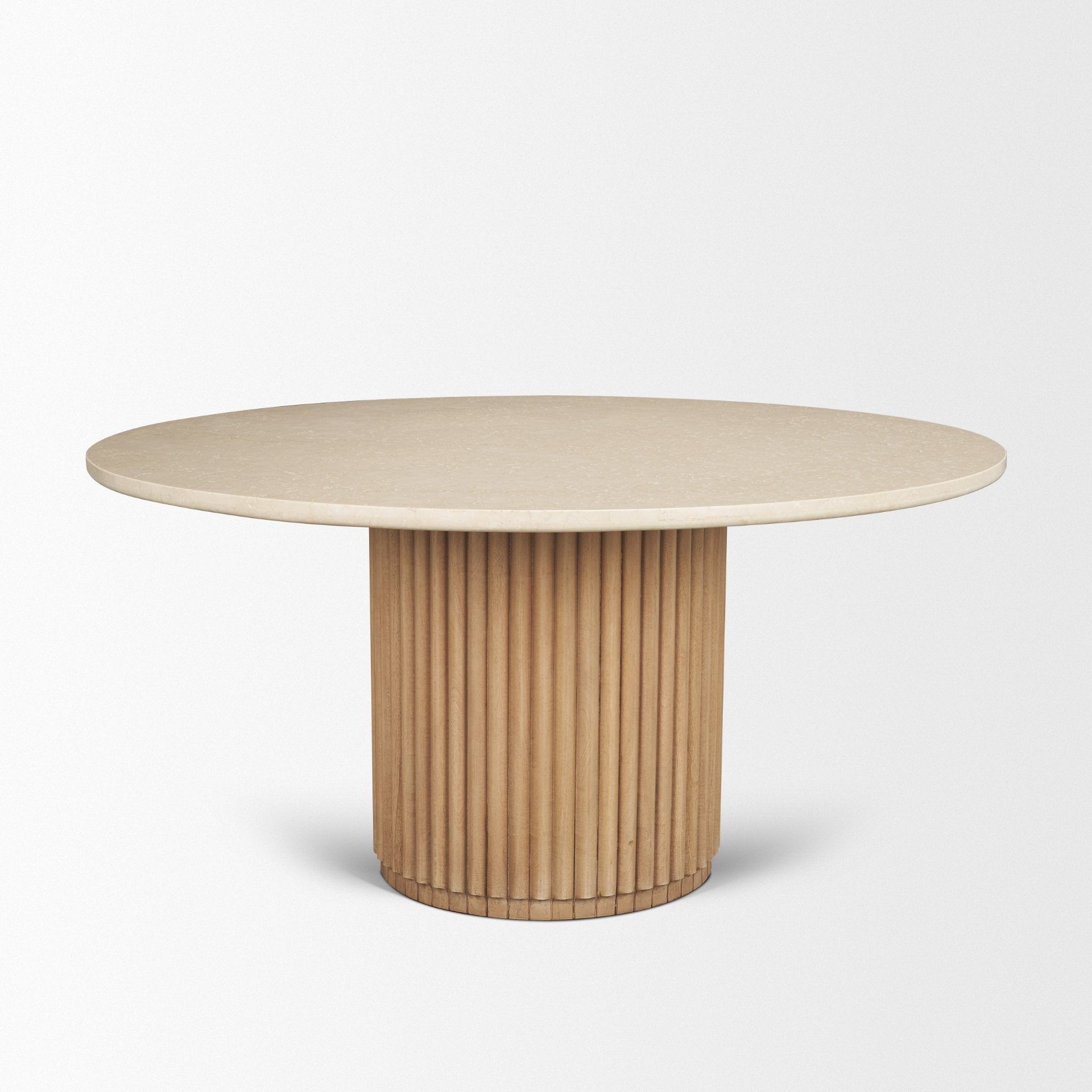 Marbrello 60" Fluted Wood Round Dining Table