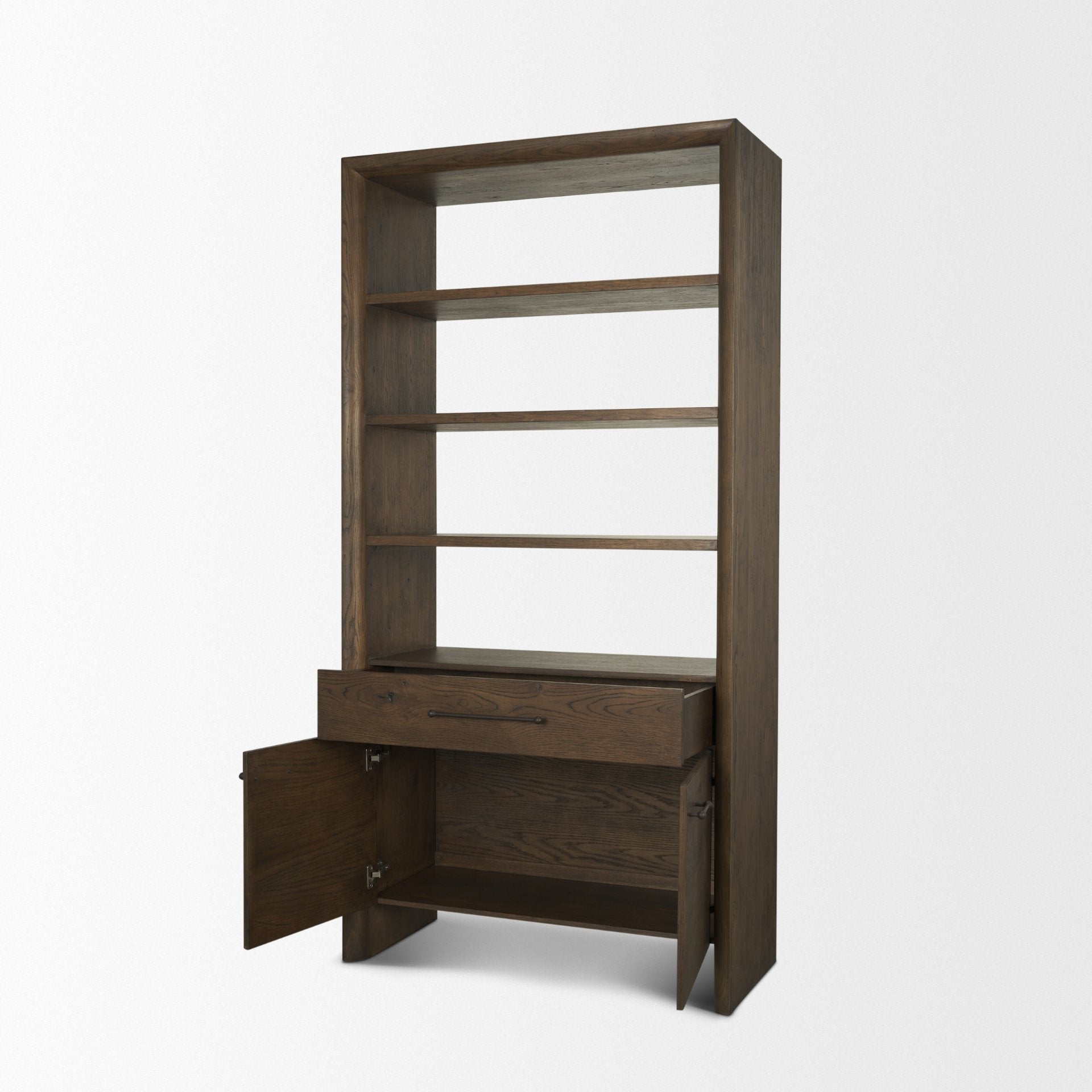 Belford 2-Door Open Oak Wood Shelving Unit