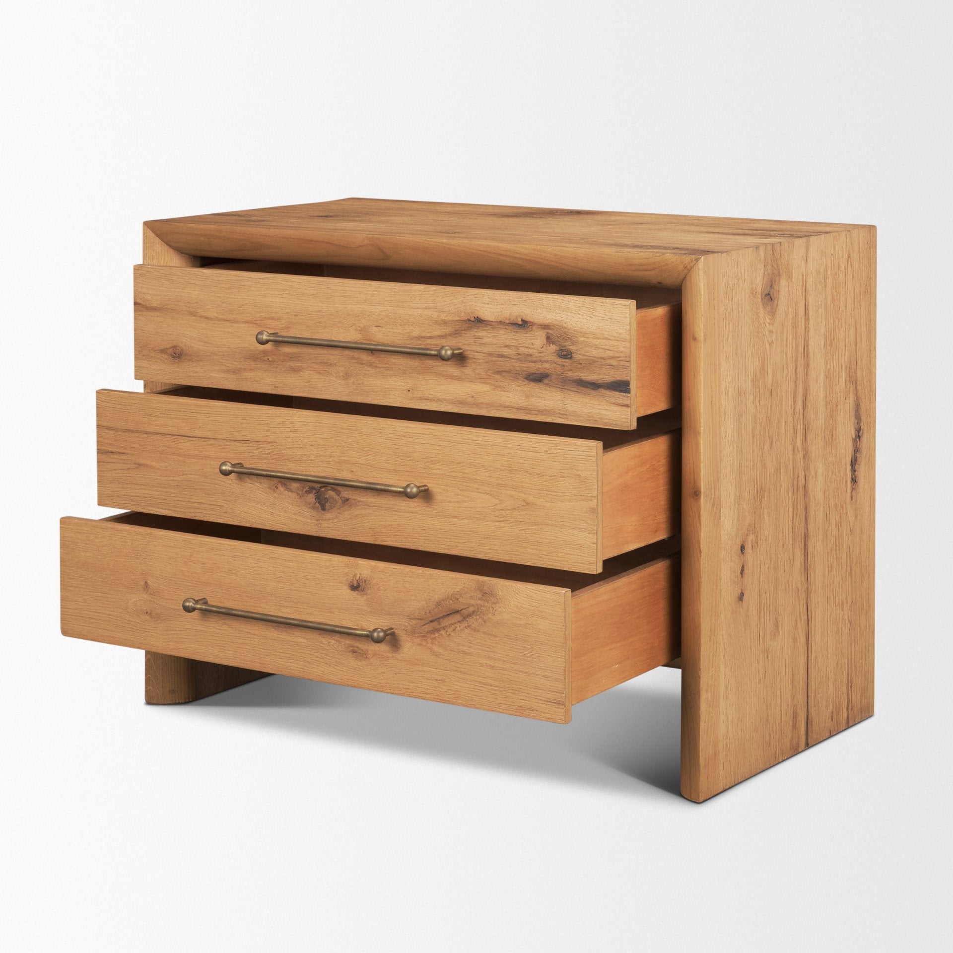 Belford 3-Drawer Oak Wood Closed Nightstand