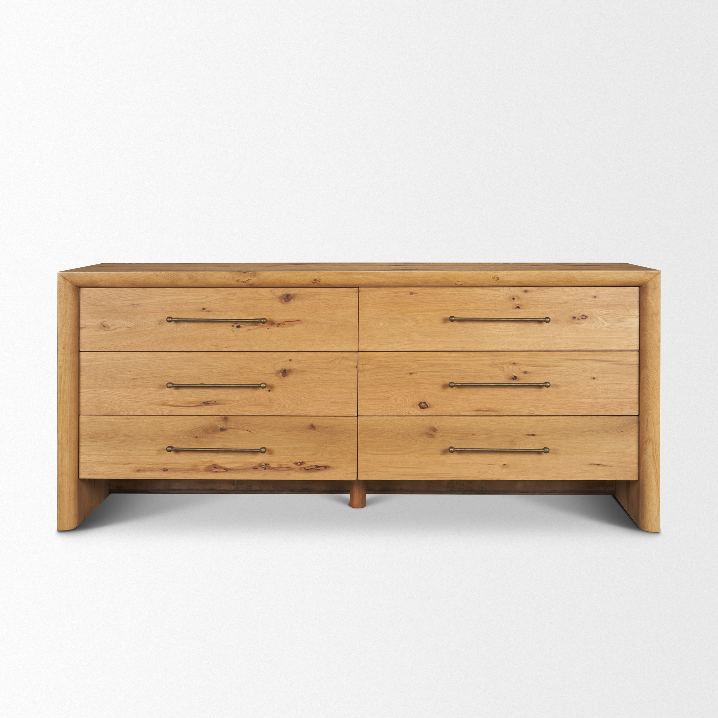 Belford 6-Drawer Light Brown Oak Wood Dresser