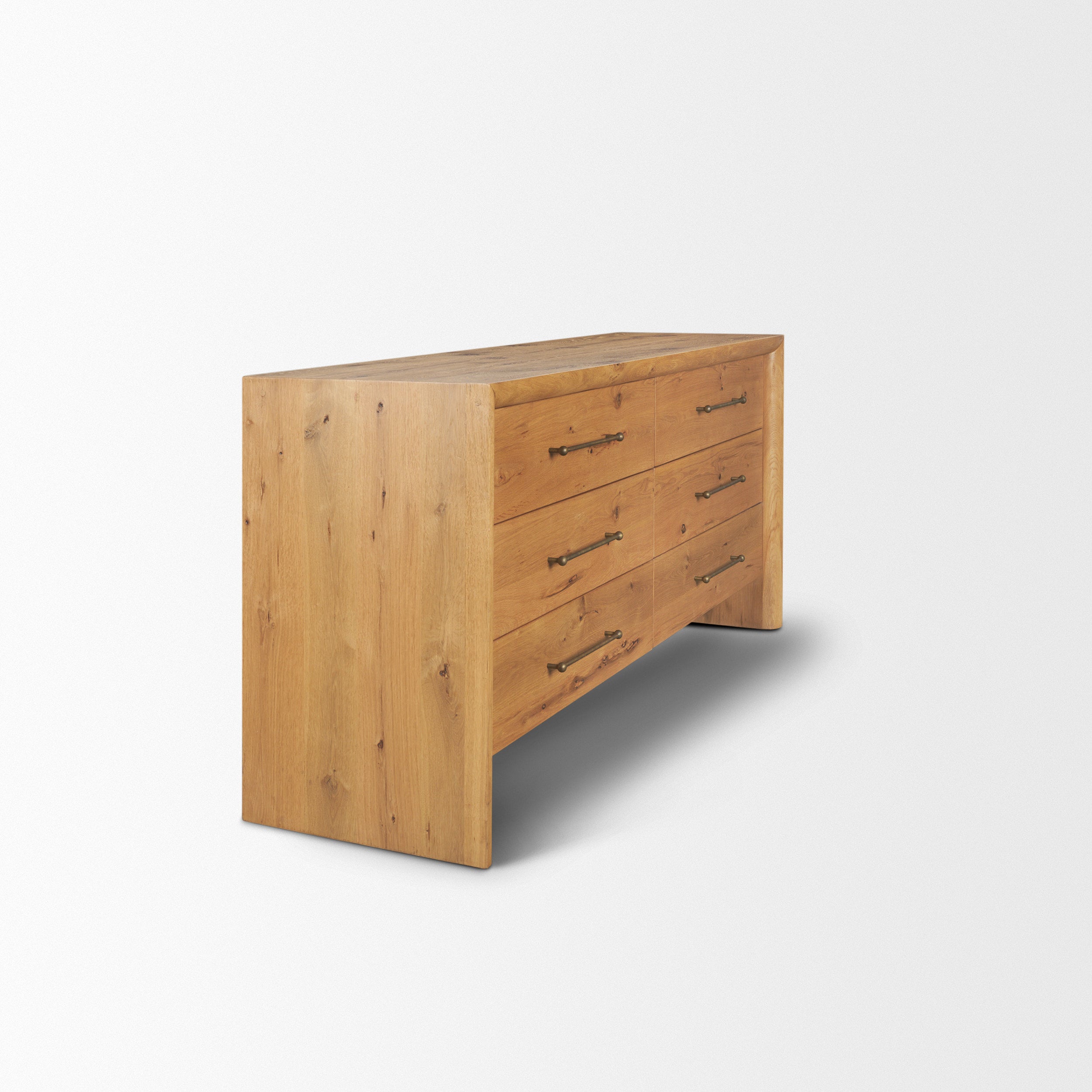 Belford 6-Drawer Light Brown Oak Wood Dresser