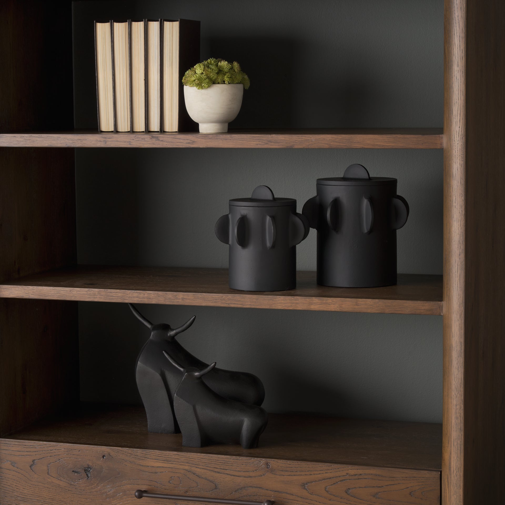 Deacon Small Metal Canister with Sculptural Handles