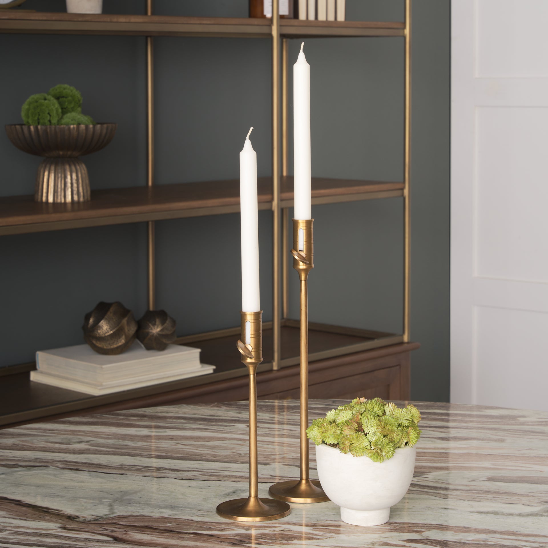 Chantria Solid Natural Brass Adjustable Taper Candle Holder