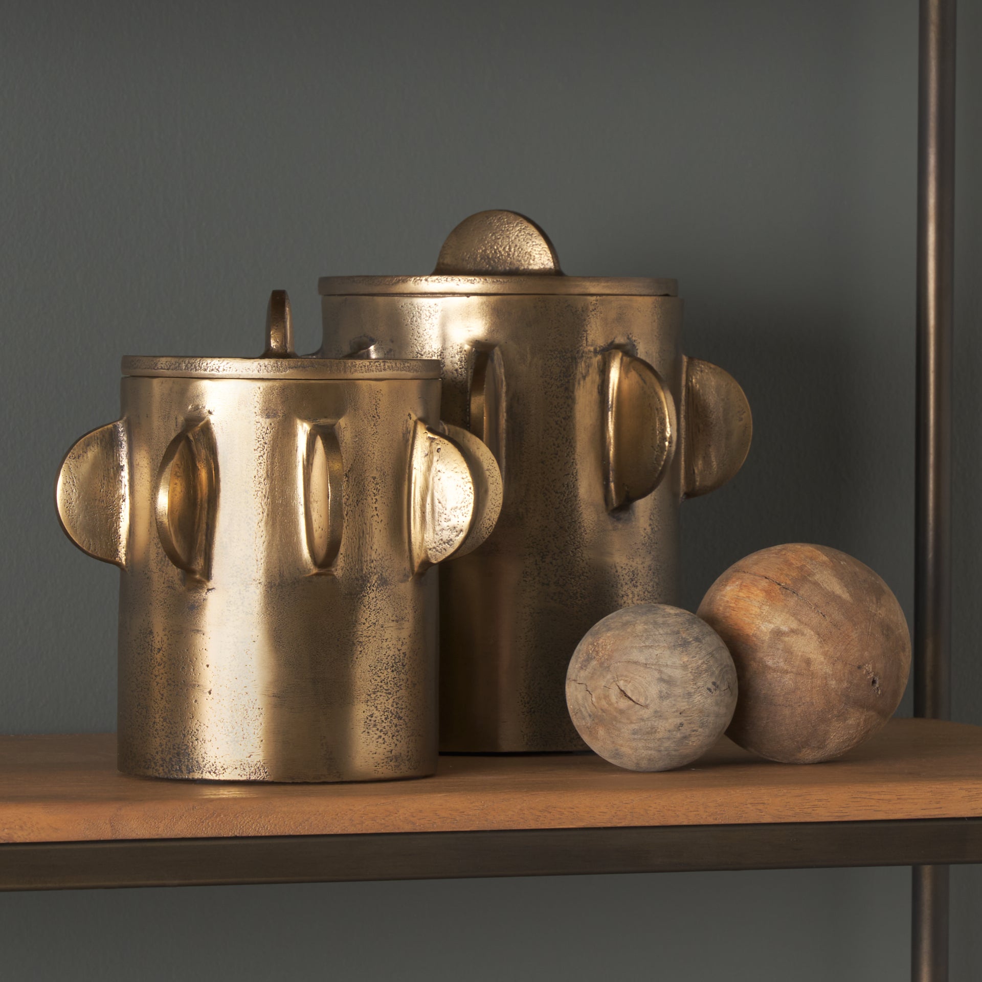 Deacon Metal Canister with Sculptural Handles