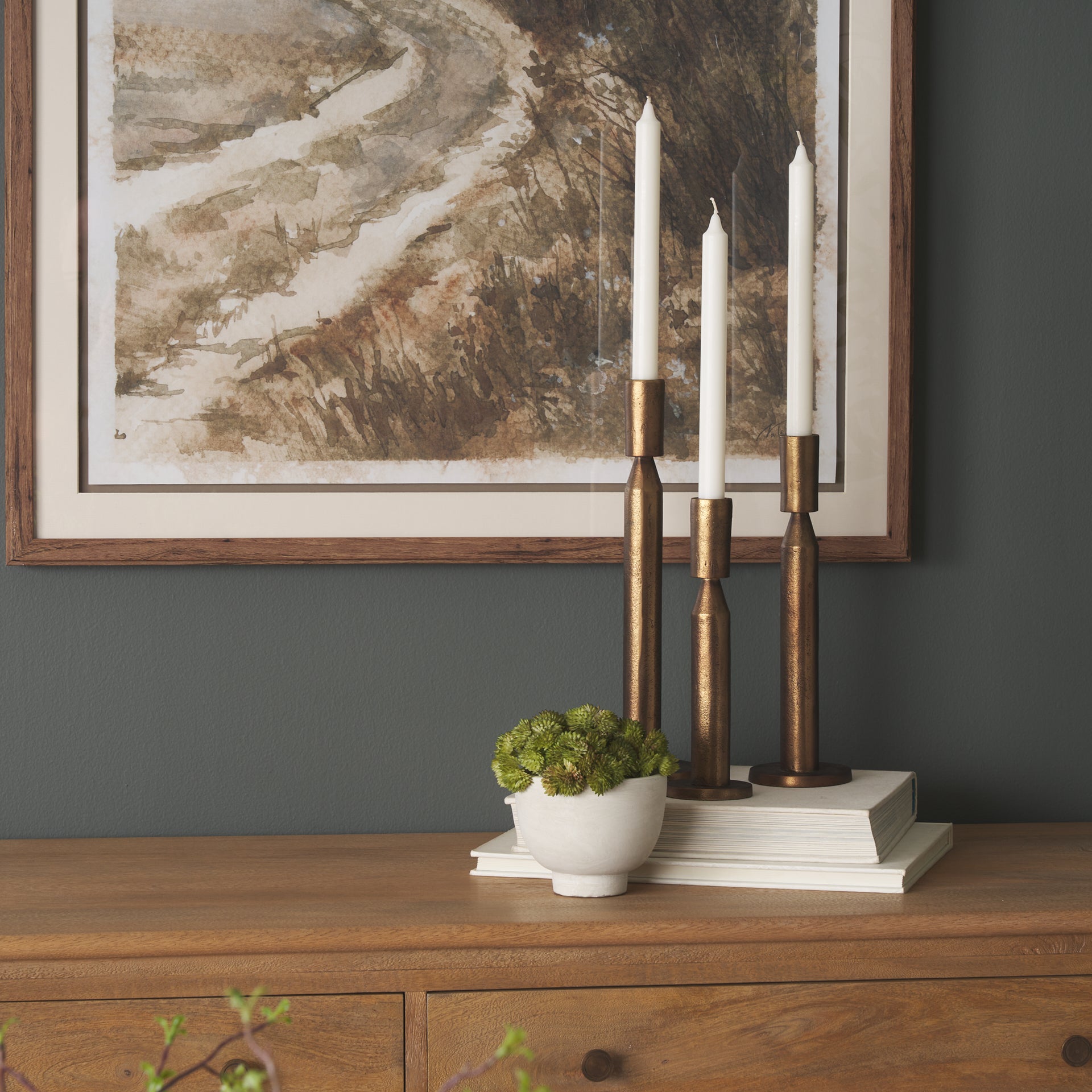 Declan Cast Metal Taper Candle Holder