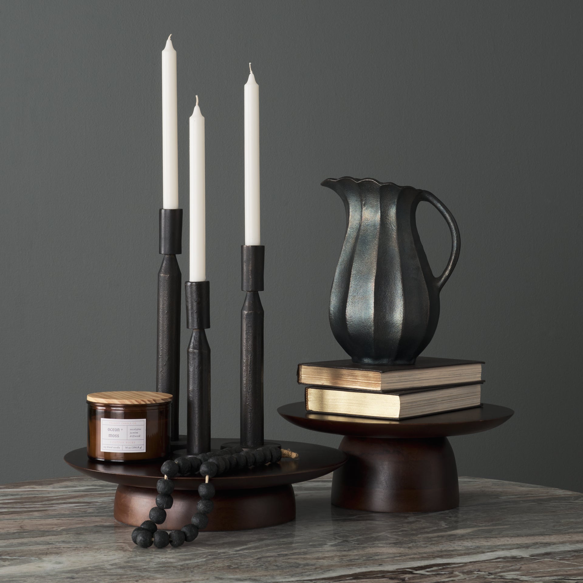 Declan Cast Metal Taper Candle Holder
