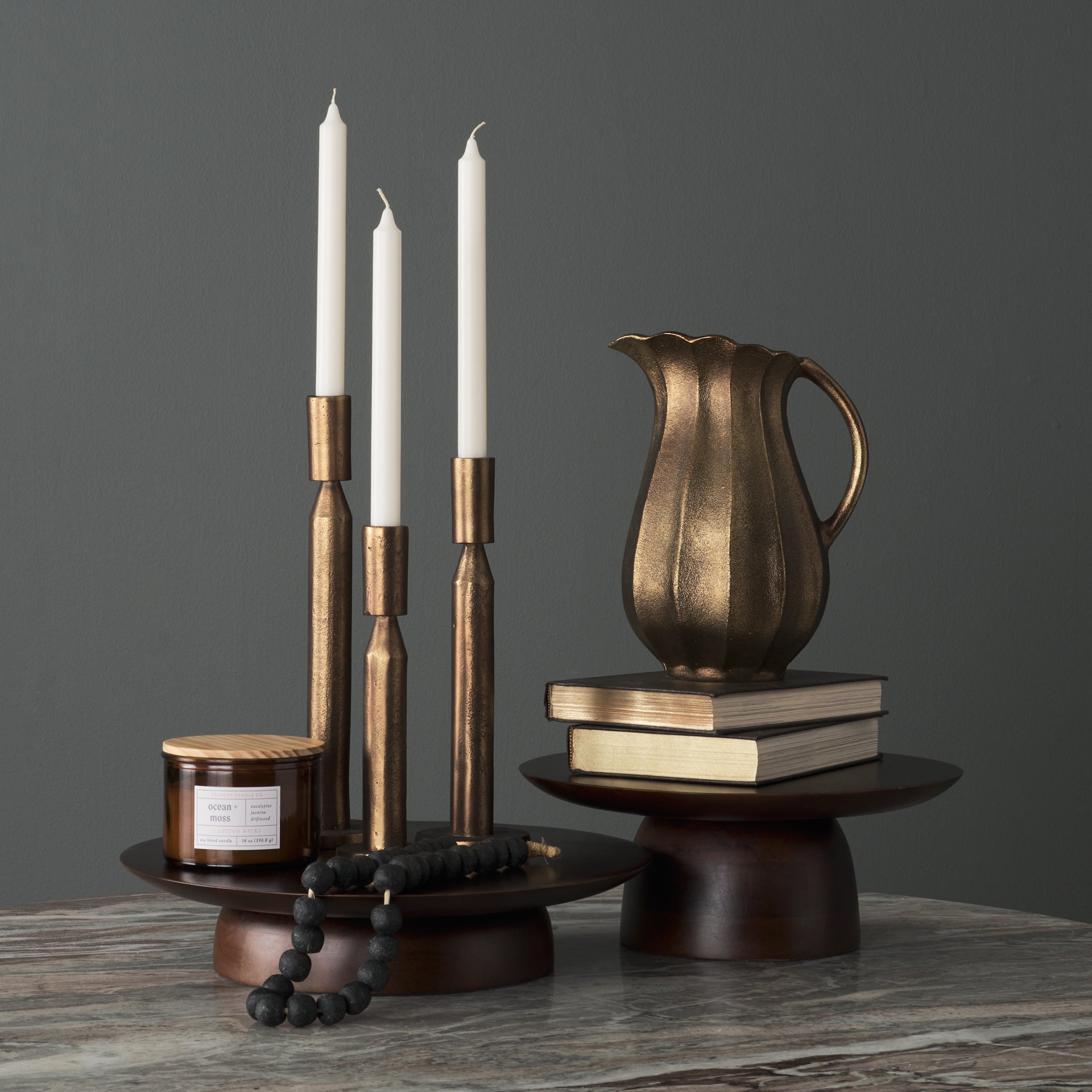 Sadira Mid-Dark Brown Solid Wood Round Riser