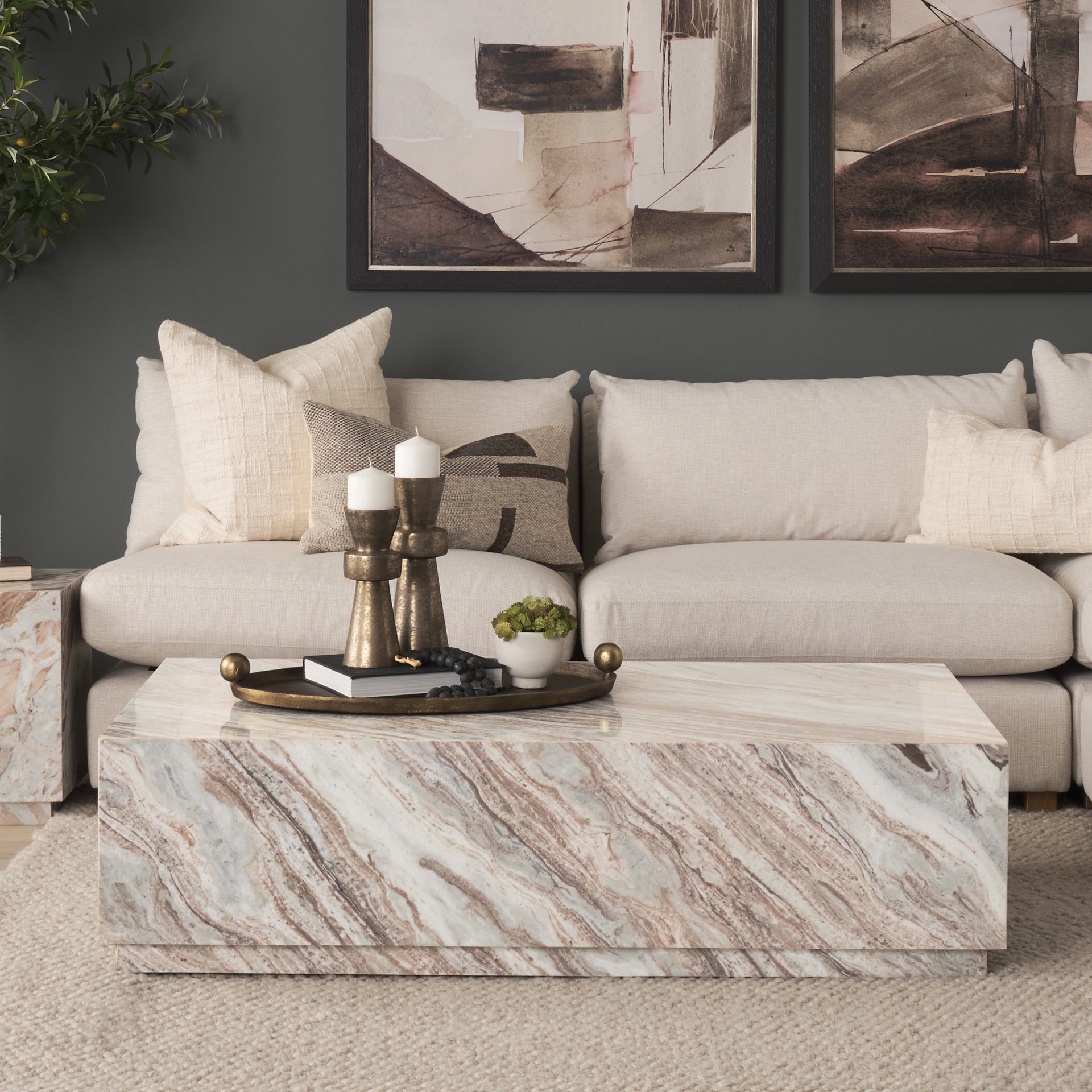 Matteo Solid Marble Rectangular Coffee Table