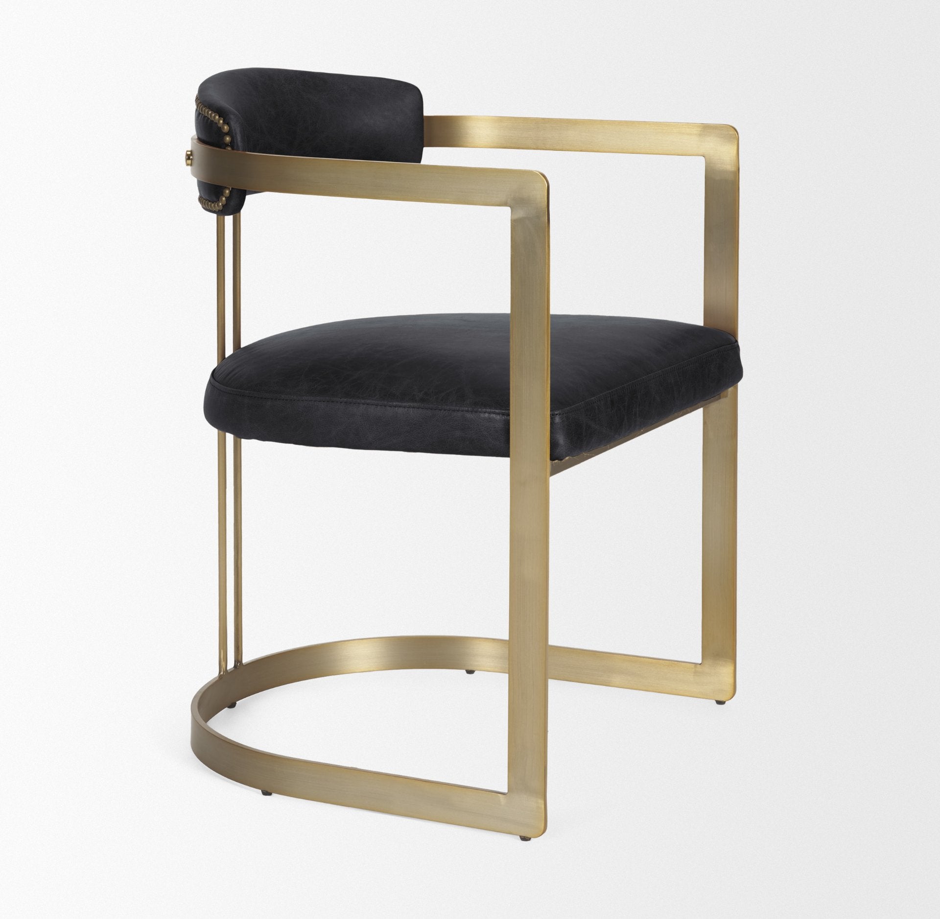 Hollyfield II Leather Seat Gold Iron Frame Dining Chair