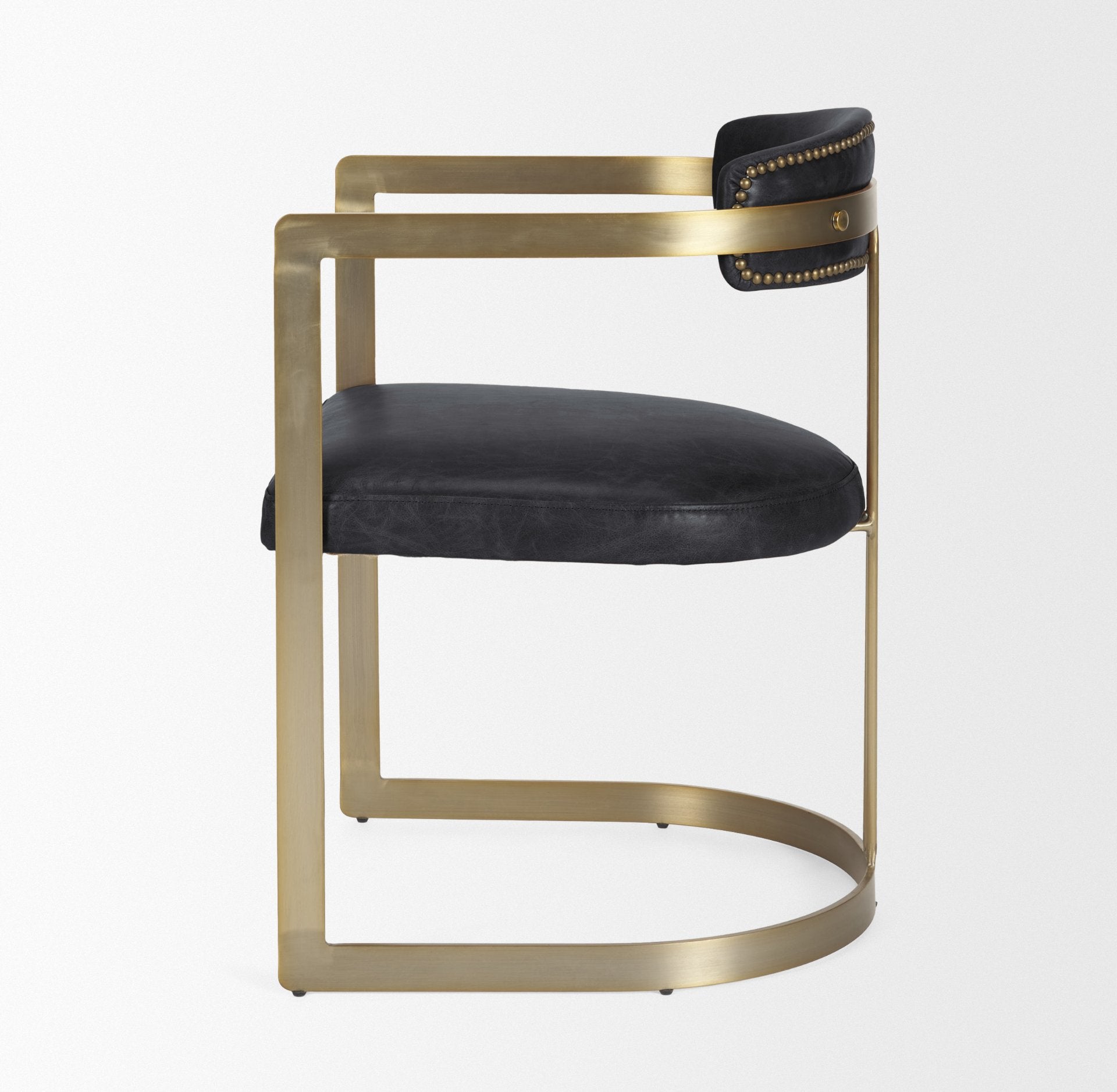 Hollyfield II Leather Seat Gold Iron Frame Dining Chair