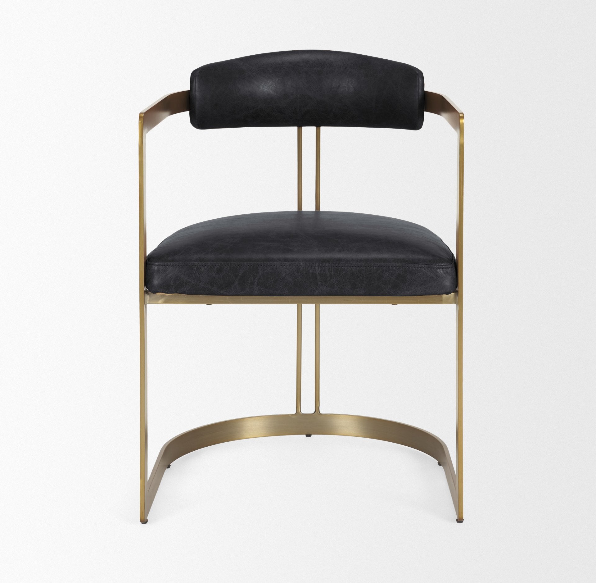 Hollyfield II Leather Seat Gold Iron Frame Dining Chair
