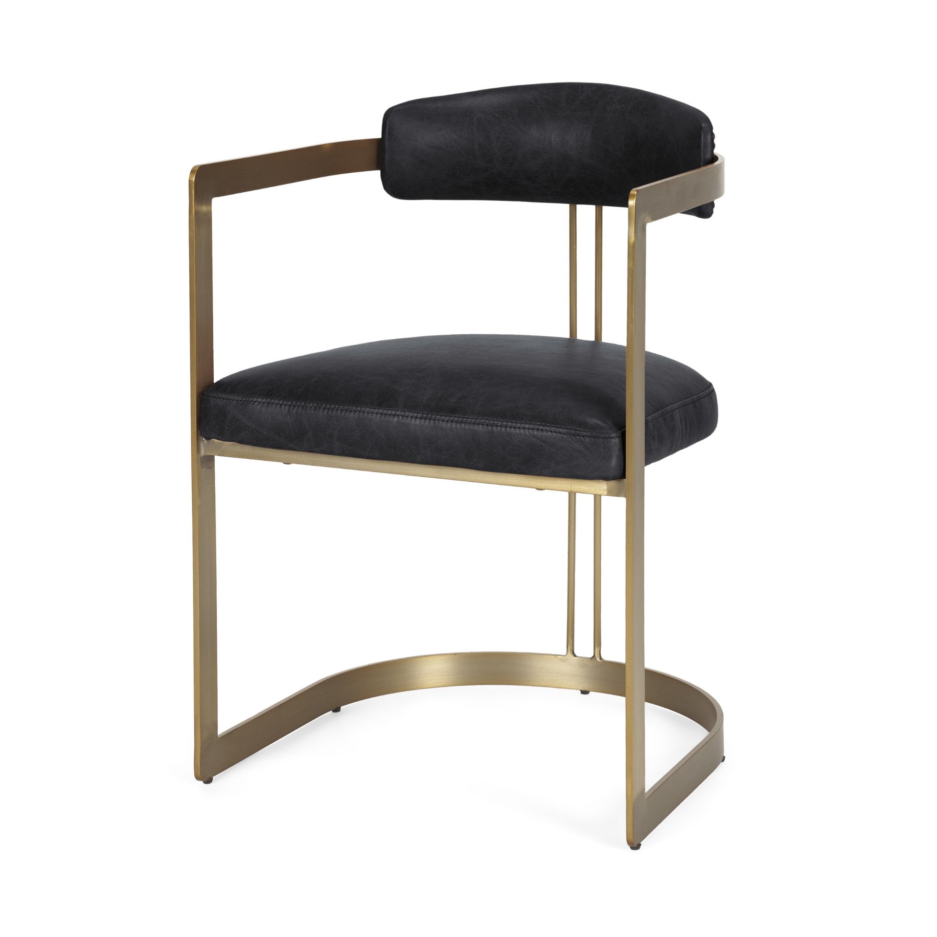 Hollyfield II Leather Seat Gold Iron Frame Dining Chair