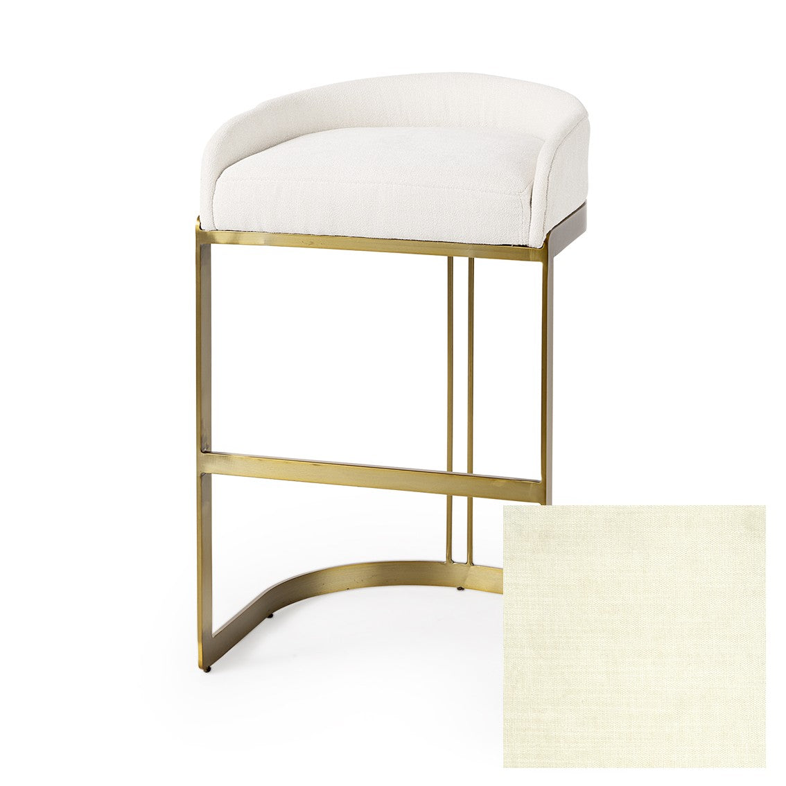 Hollyfield II Cream Fabric Seat with Gold Metal Base Bar Stool