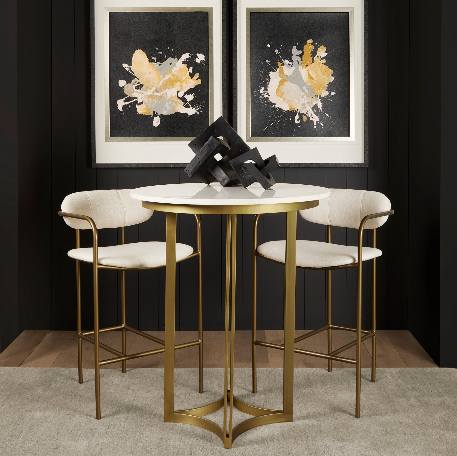Parker Cream Fabric Seat Gold Metal Counter Stool