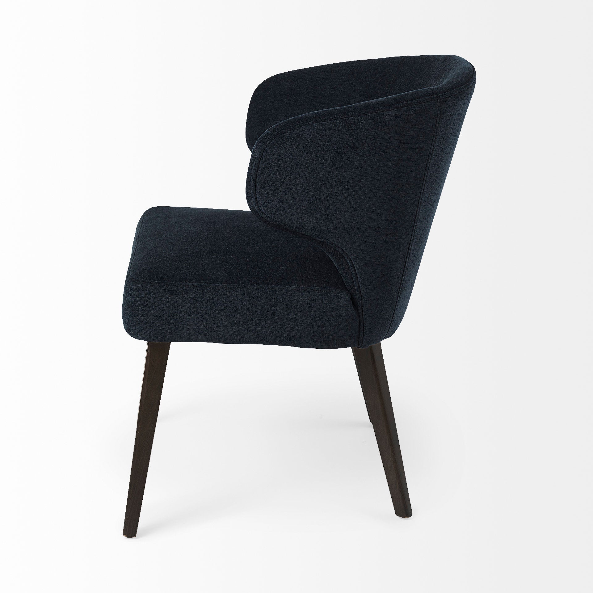 Niles Navy Fabric Seat with Dark Brown Wooden Legs Wingback Dining Chair (Andes 600)