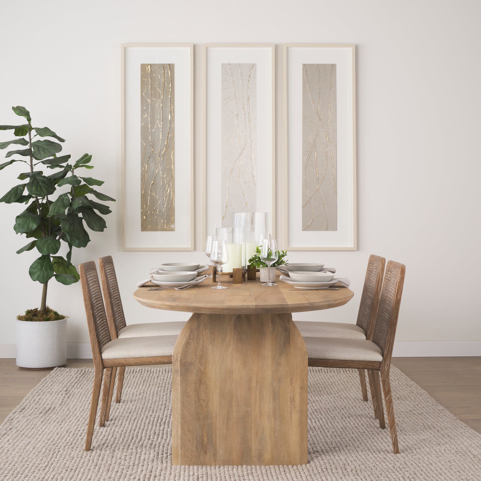 Clara Cane Back Armless Dining Chair