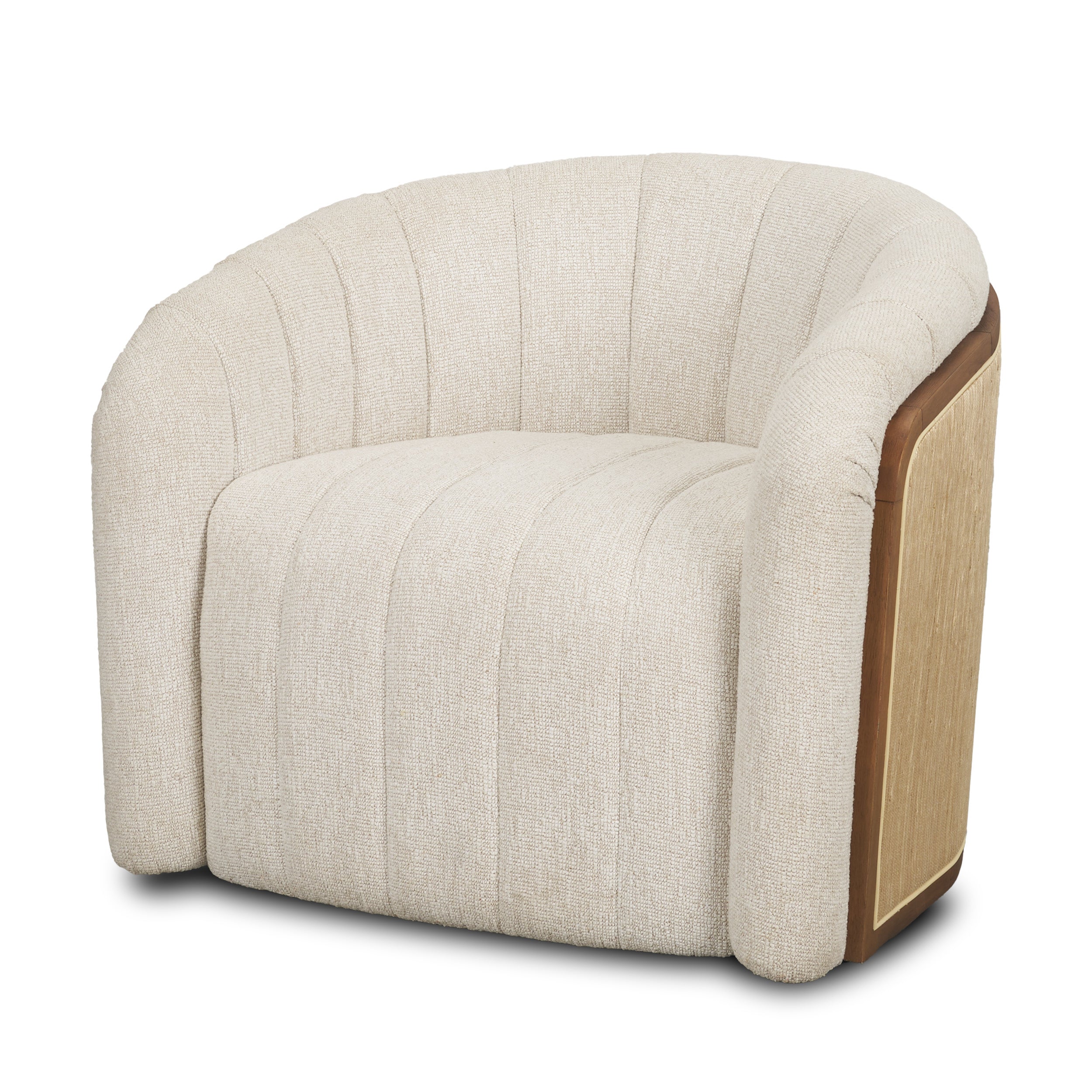 Fonda Cream Fabric with Natural Jute Swivel Accent Chair